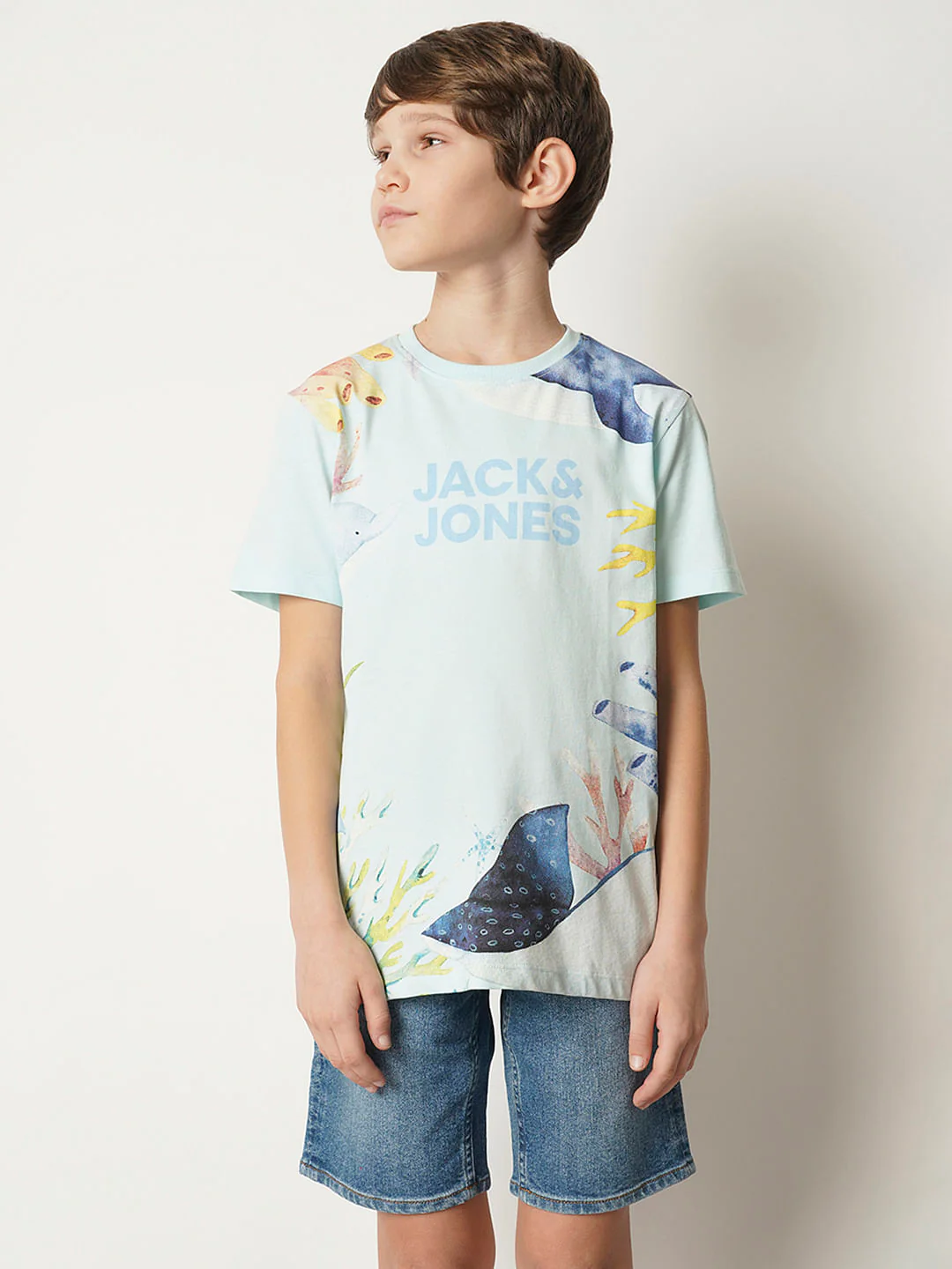 Boys Blue Underwater Print T-shirt - Image 2