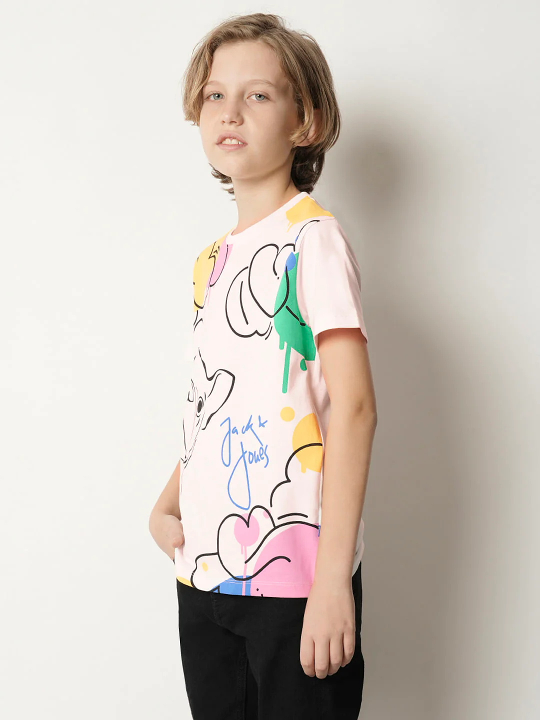 Boys Pink Graphic Print T-shirt - Image 3