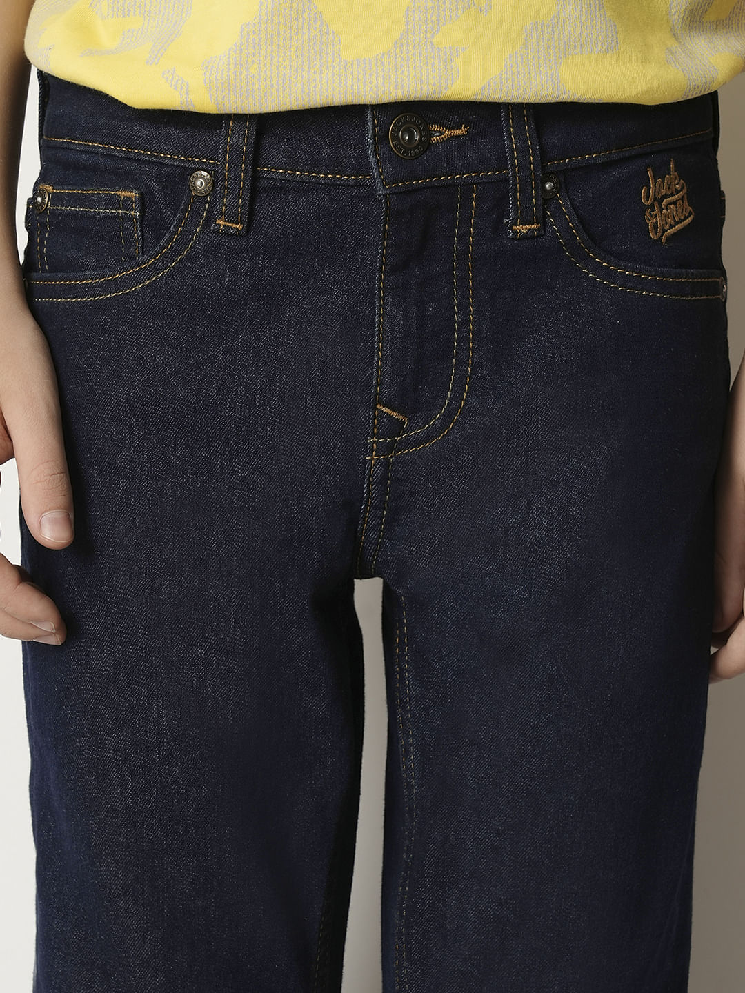 Boys Dark Blue Mid Rise Clark Regular Fit Jeans - Image 6