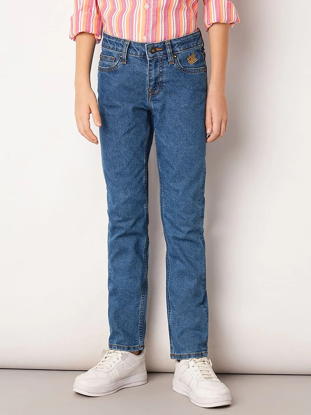 Blue Washed Regular Fit Jeans - Image 2
