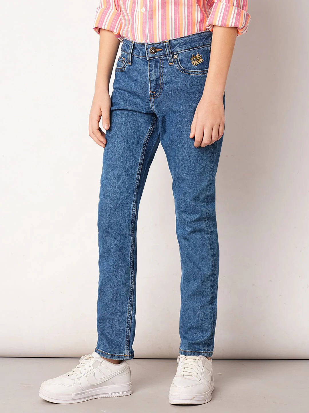 Blue Washed Regular Fit Jeans - Image 3