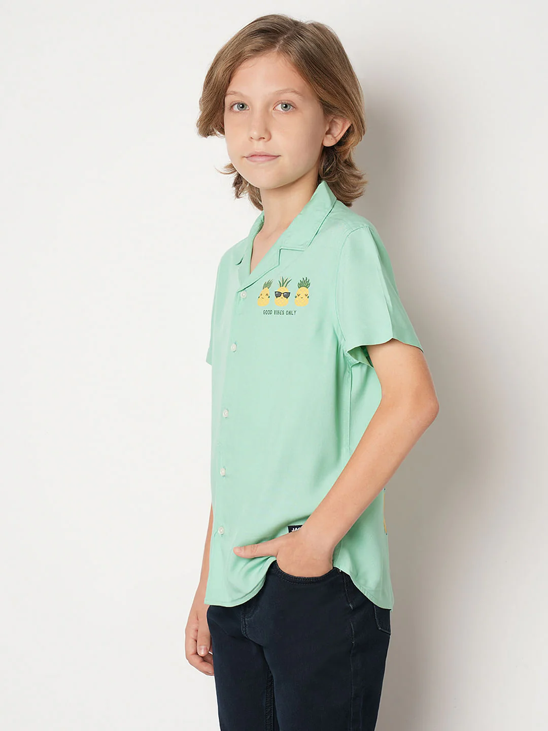 Boys Green Short Sleeves Shirt - Image 3