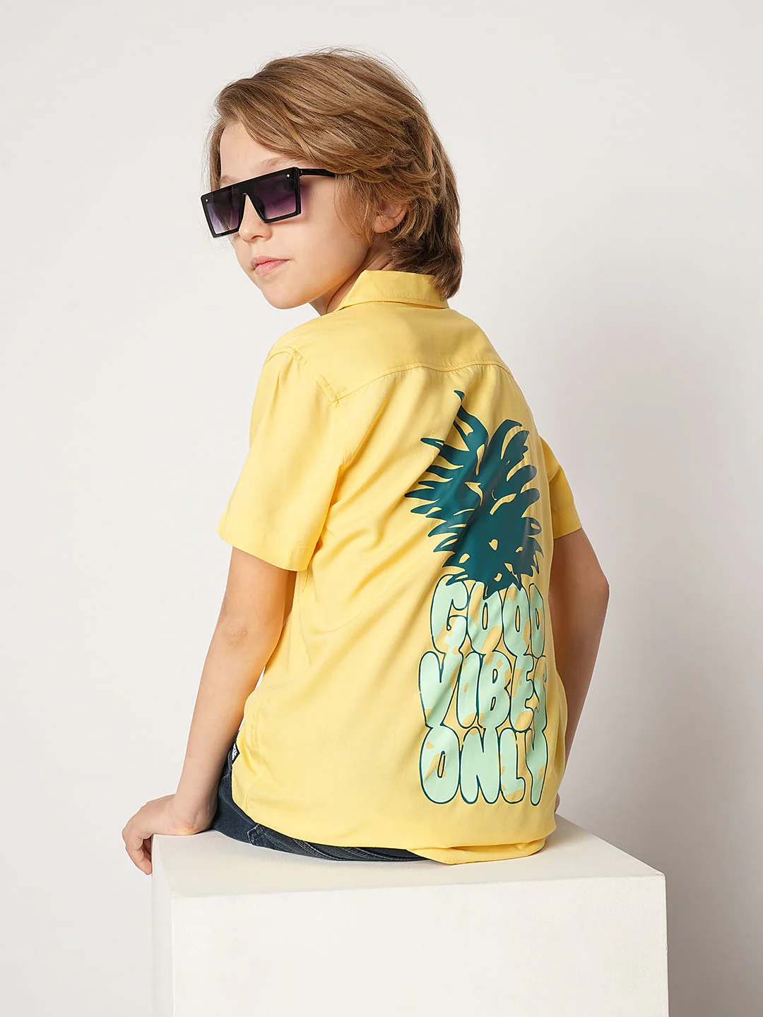 Boys Yellow Pineapple Print Shirt