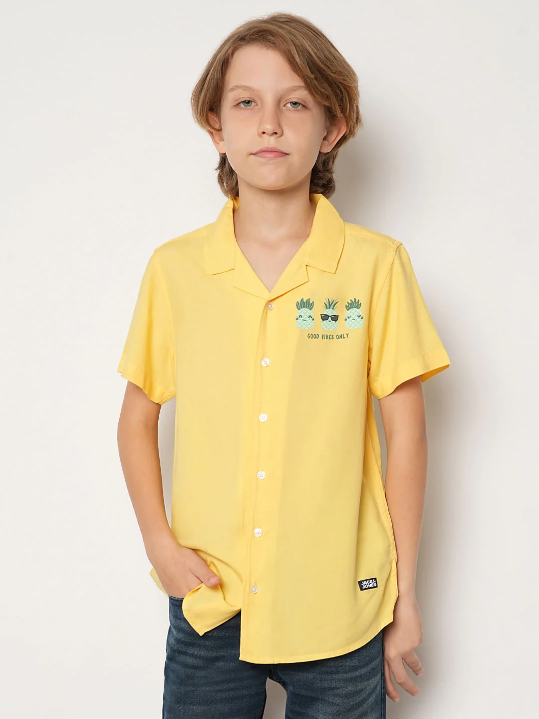 Boys Yellow Pineapple Print Shirt - Image 2