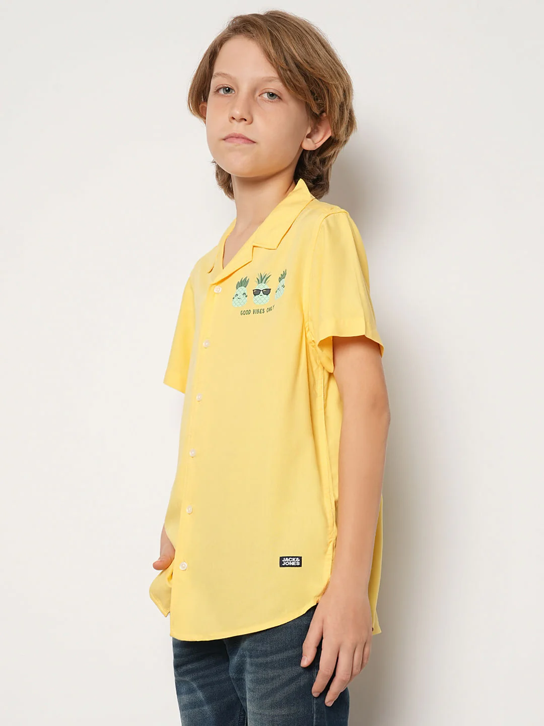 Boys Yellow Pineapple Print Shirt - Image 3