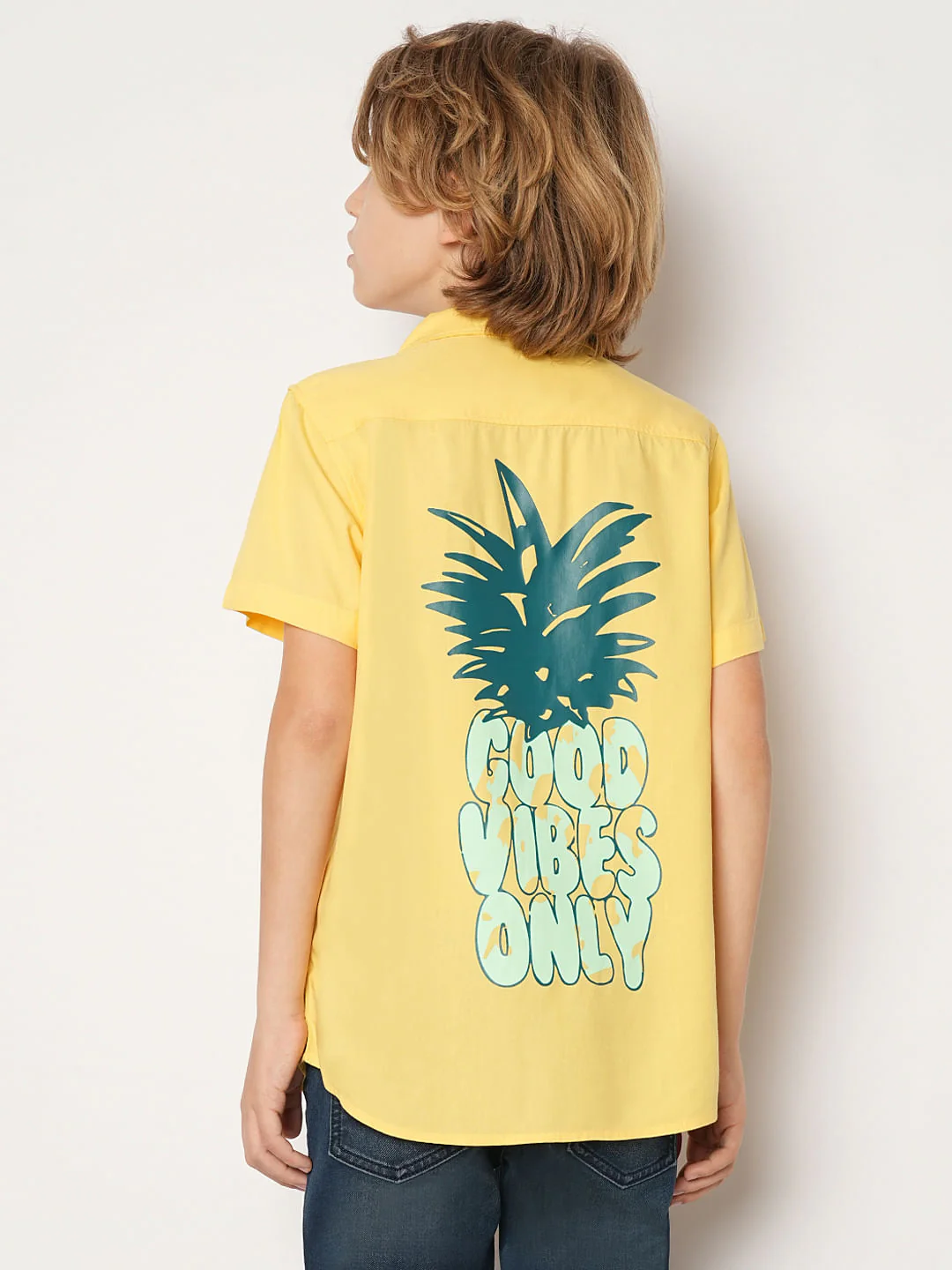 Boys Yellow Pineapple Print Shirt - Image 4