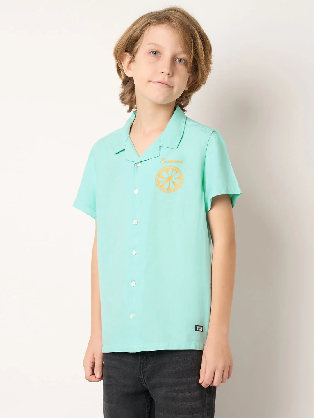 Boys Blue Travel Stamp Short Sleeves Shirt - Image 3