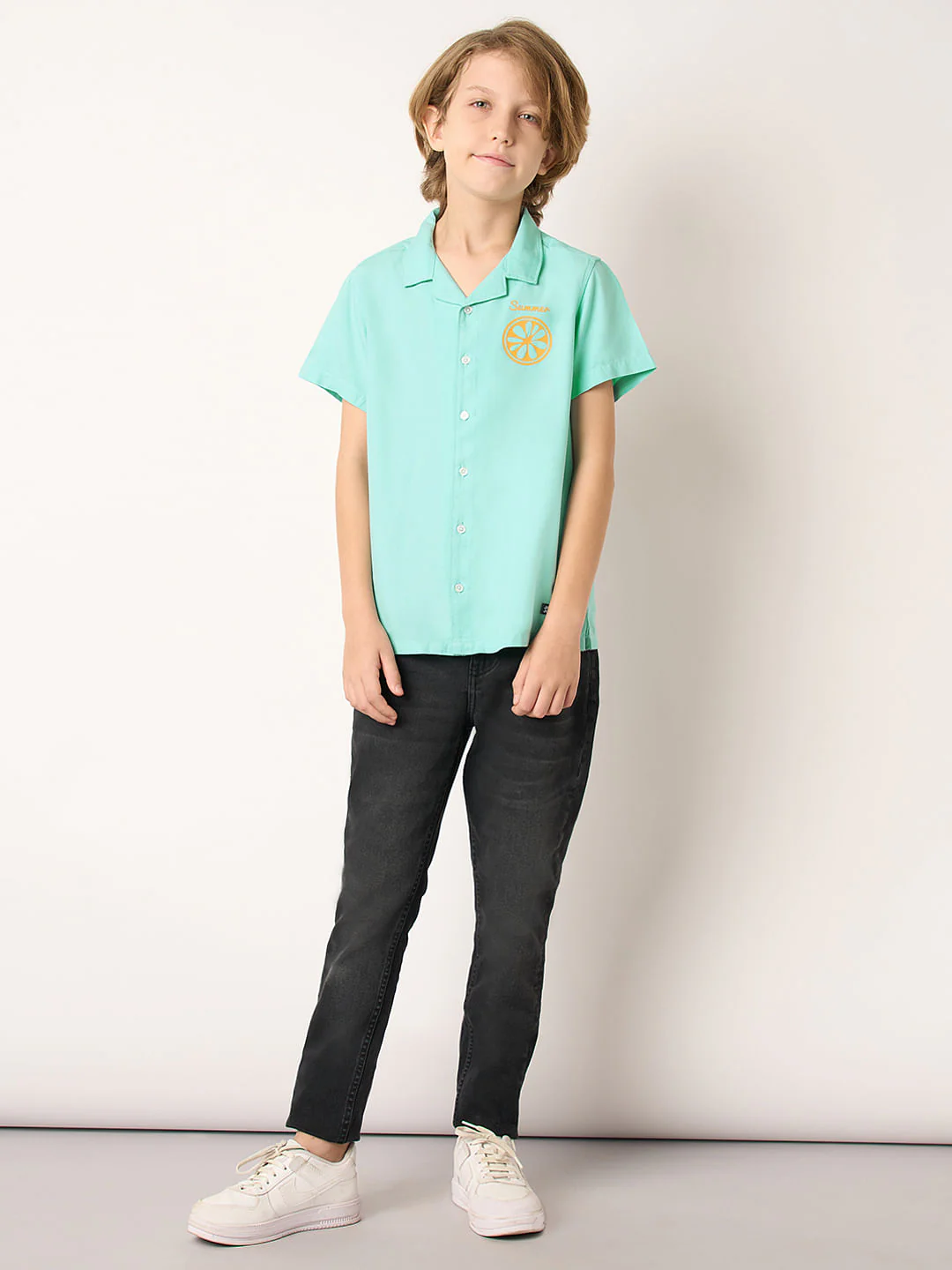 Boys Blue Travel Stamp Short Sleeves Shirt - Image 5