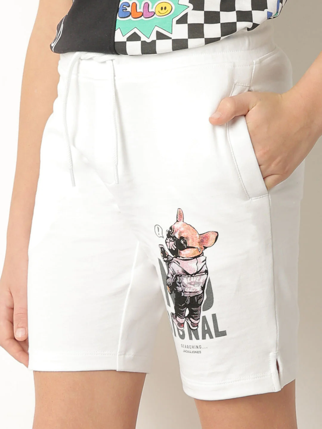 Boys White No Signal Knit Shorts - Image 6