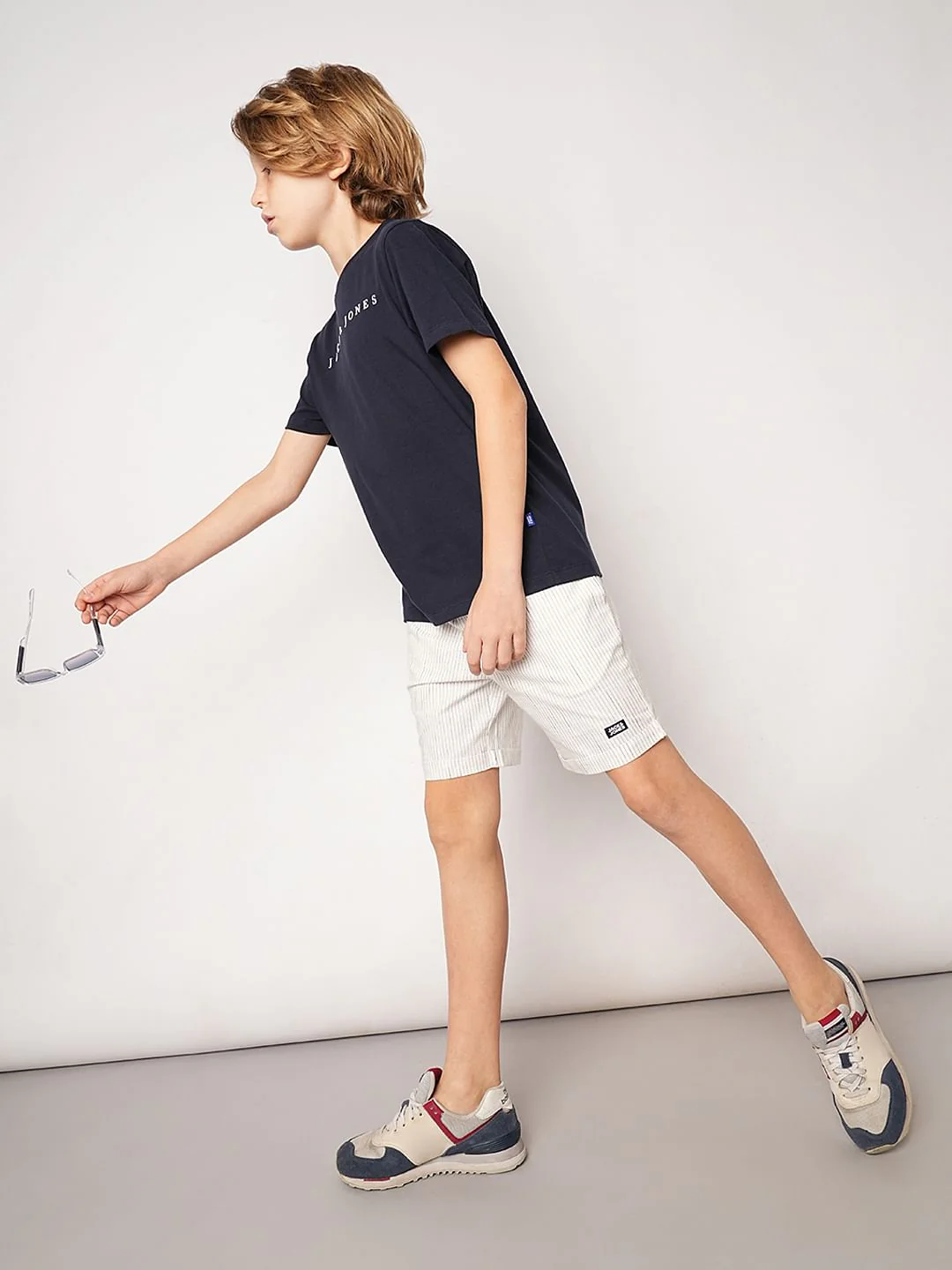 White Striped Cotton Shorts