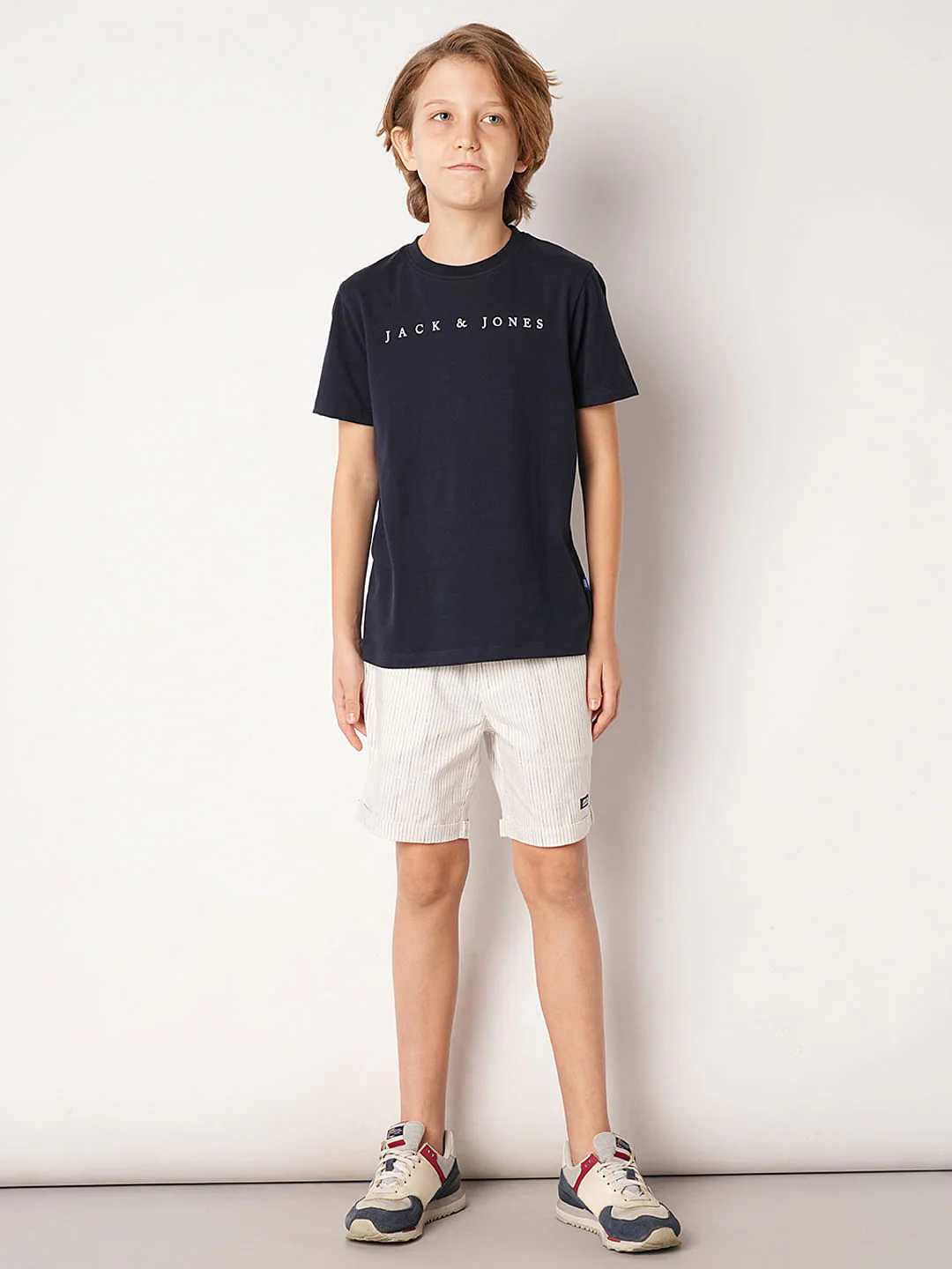 White Striped Cotton Shorts - Image 5