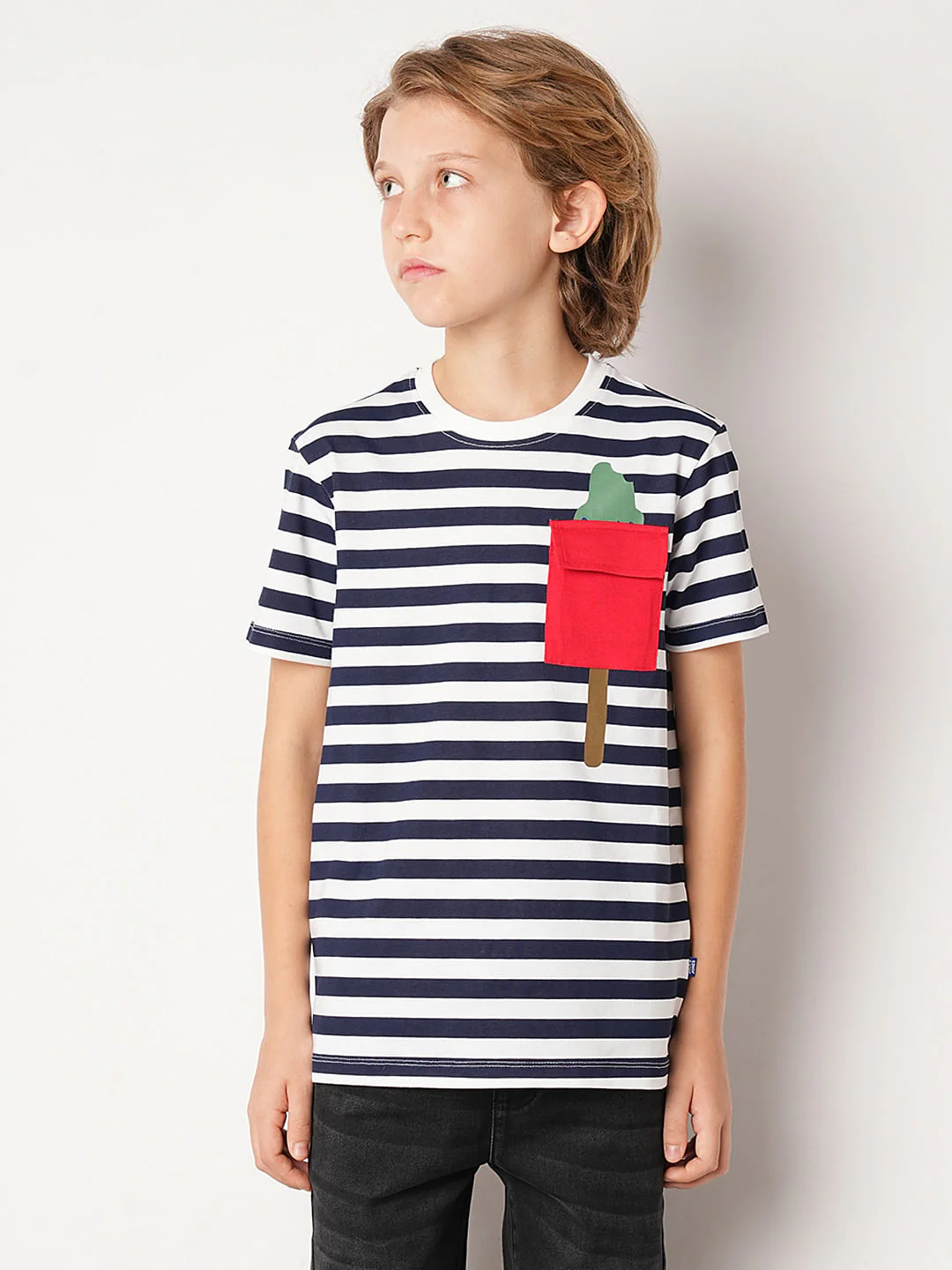 Navy Blue Striped T-shirt - Image 2