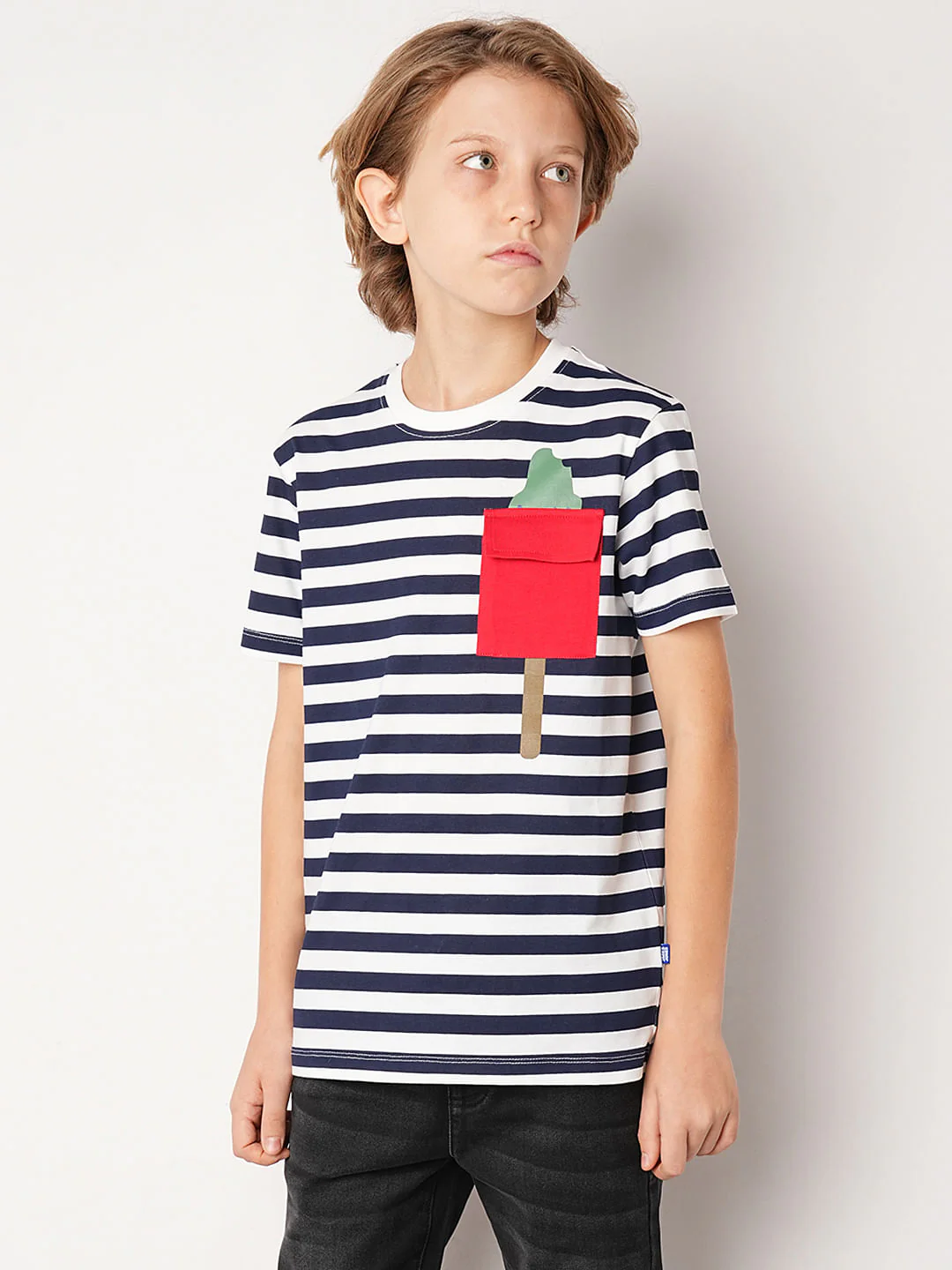 Navy Blue Striped T-shirt - Image 3