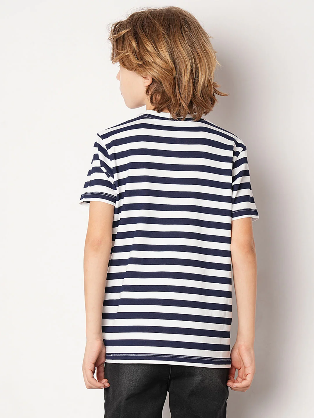 Navy Blue Striped T-shirt - Image 4