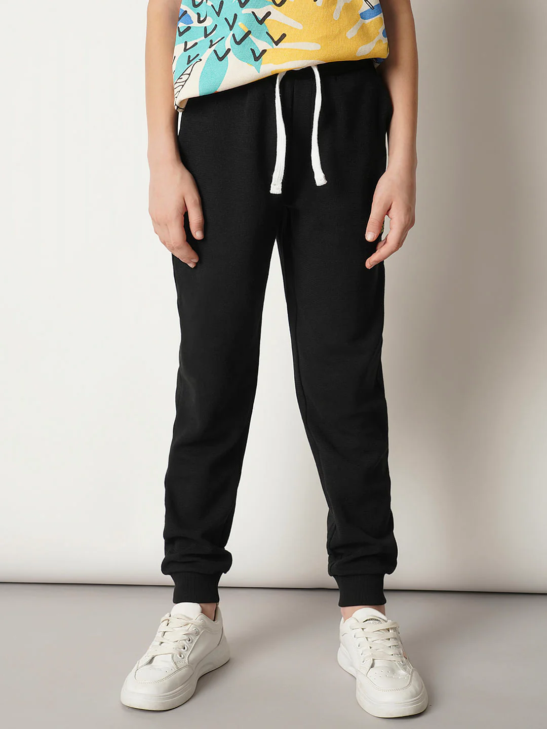Boys Black Cotton Sweatpants - Image 2
