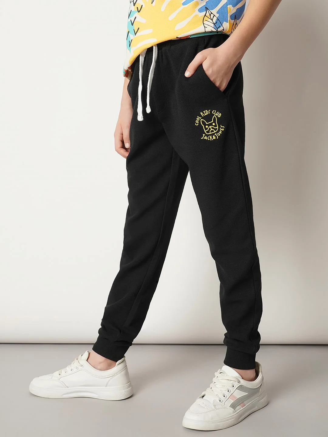 Boys Black Cotton Sweatpants - Image 3