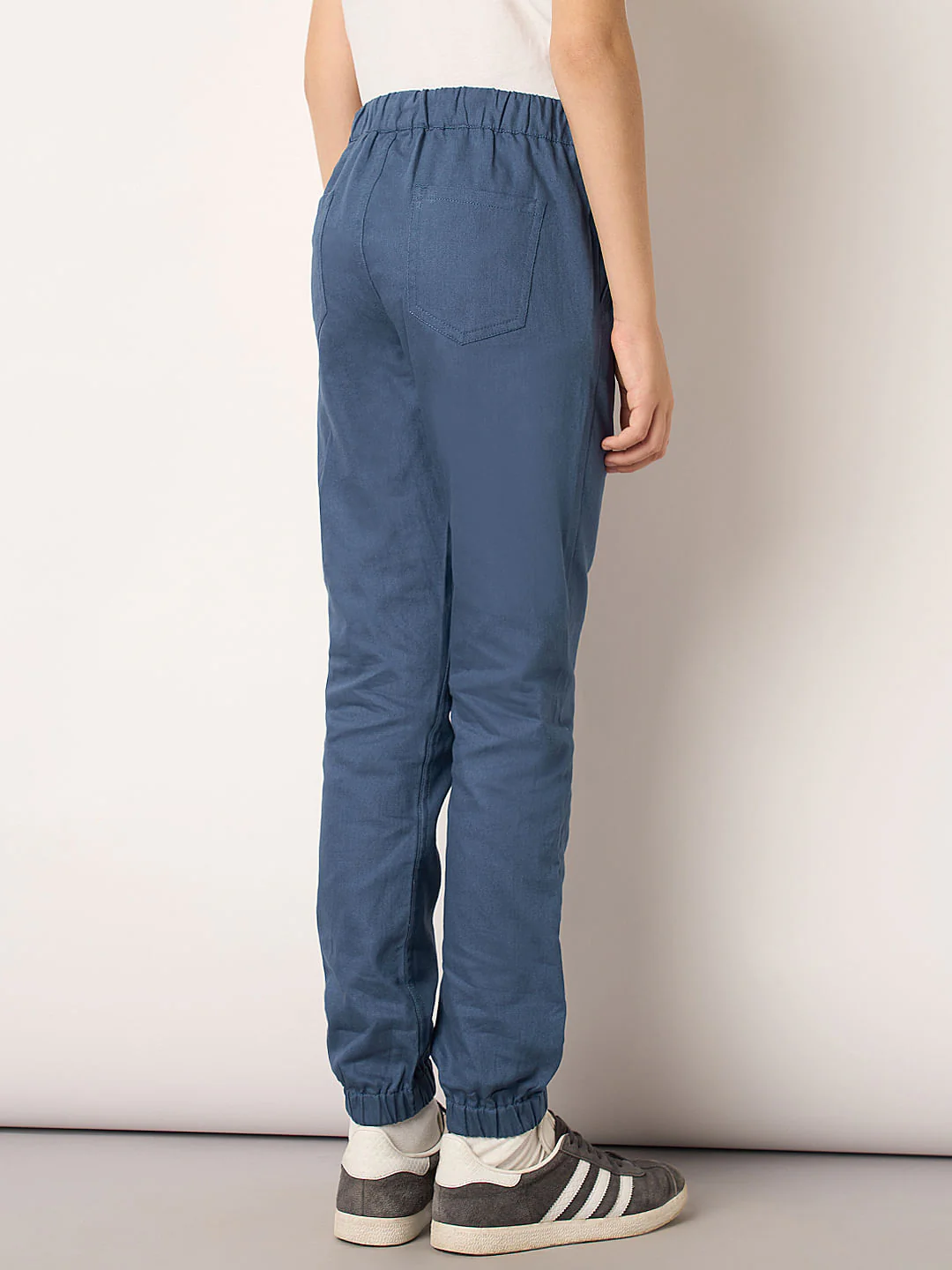 Boys Blue Mid Rise Jogger Pants - Image 4