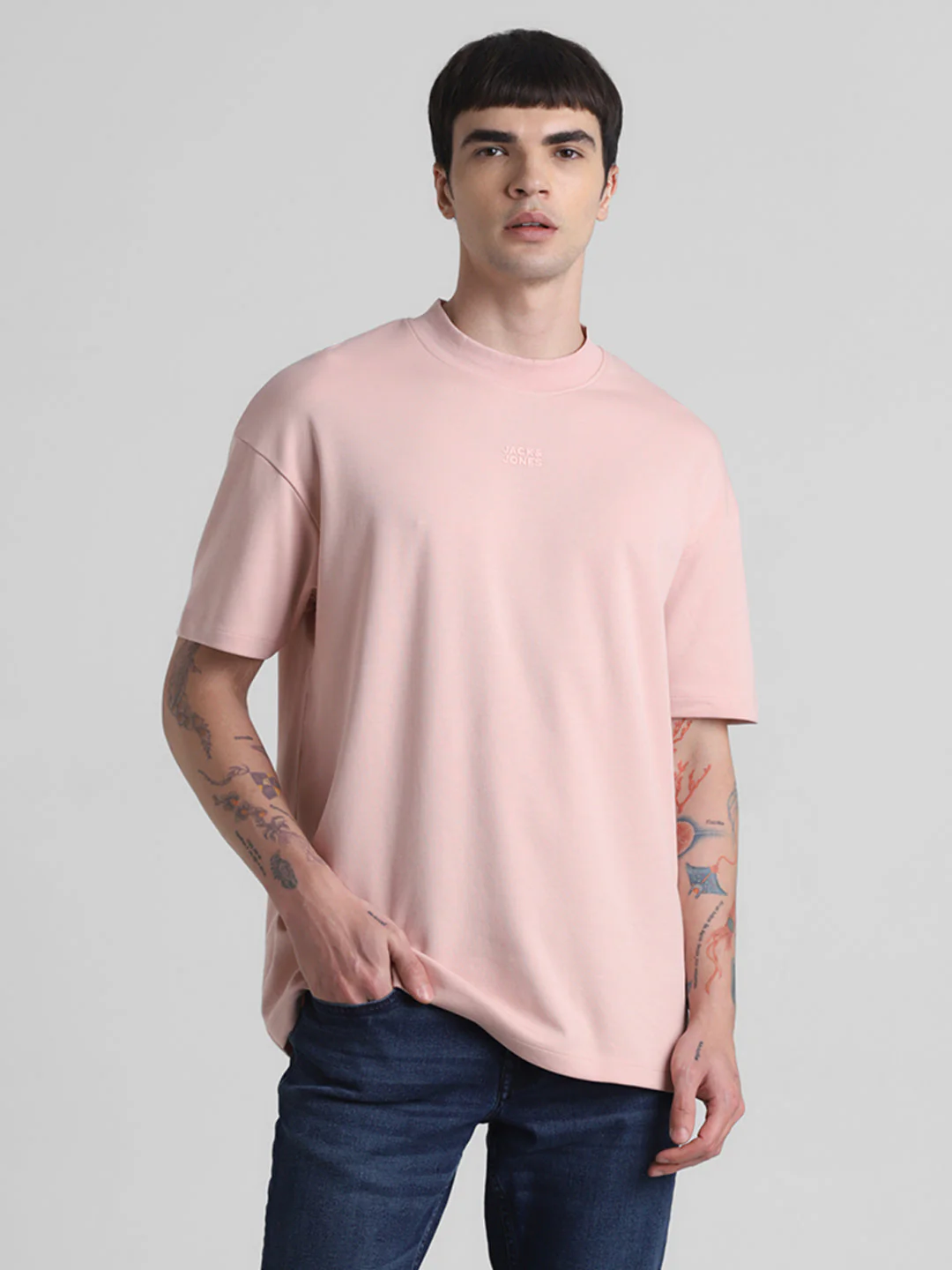 Pink Boxy Fit Crew Neck T-shirt - Image 2