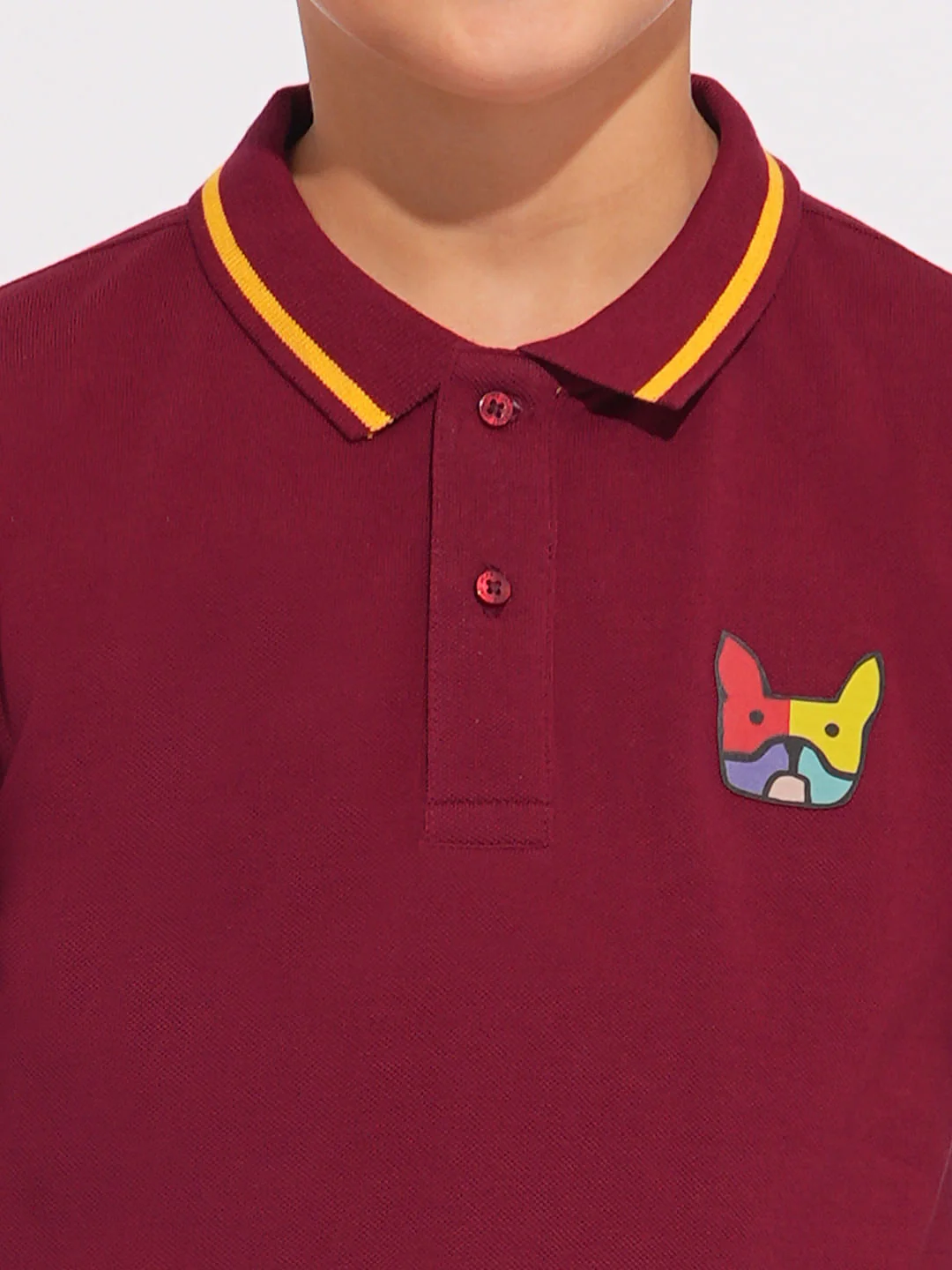 Boys Maroon Logo Print Polo - Image 6