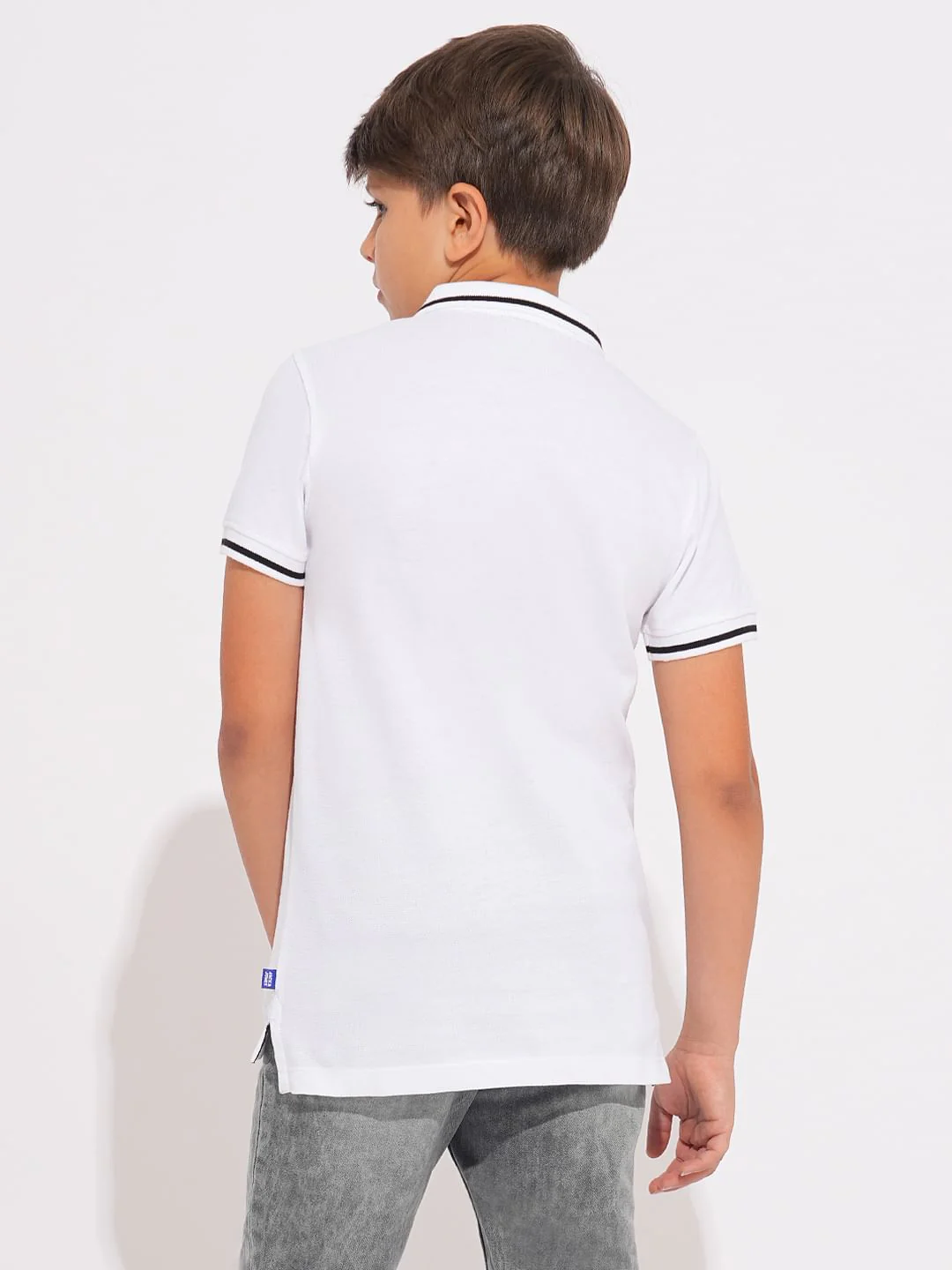Boys White Logo Print Polo - Image 4