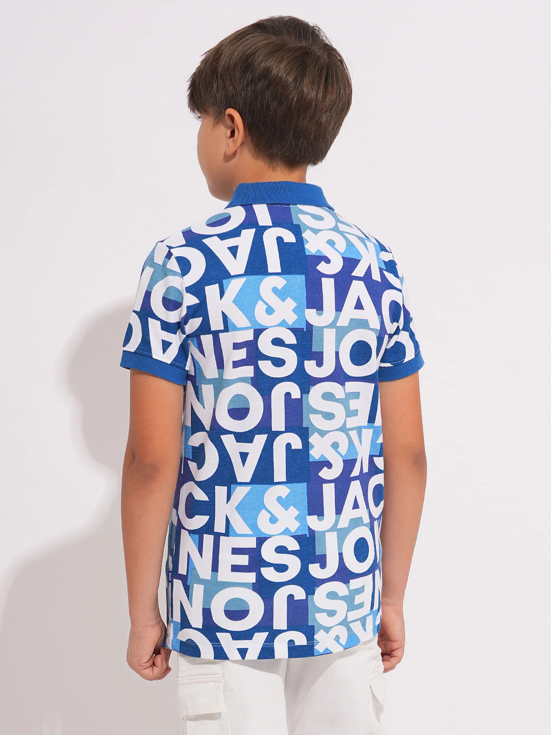 Boys Blue Printed Co-ord Set Polo - Image 4