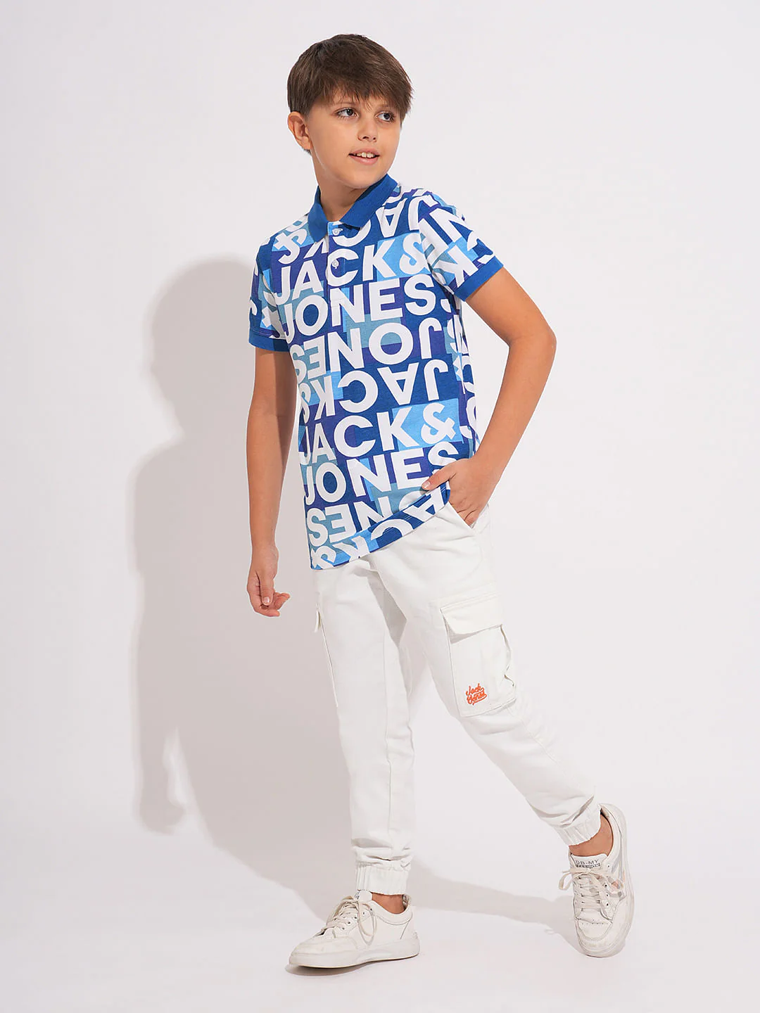 Boys Blue Printed Co-ord Set Polo - Image 5