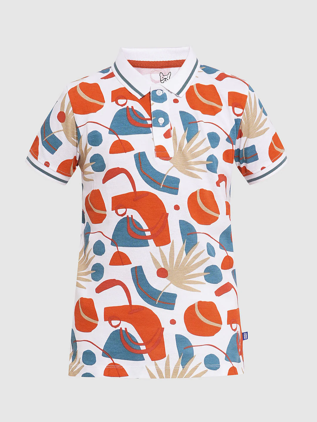 Boys White Printed Cotton Polo - Image 7