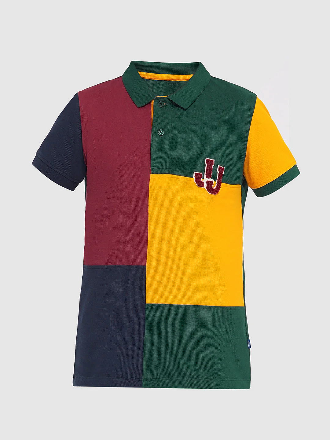 Boys Green Colourblocked Cotton Polo - Image 7