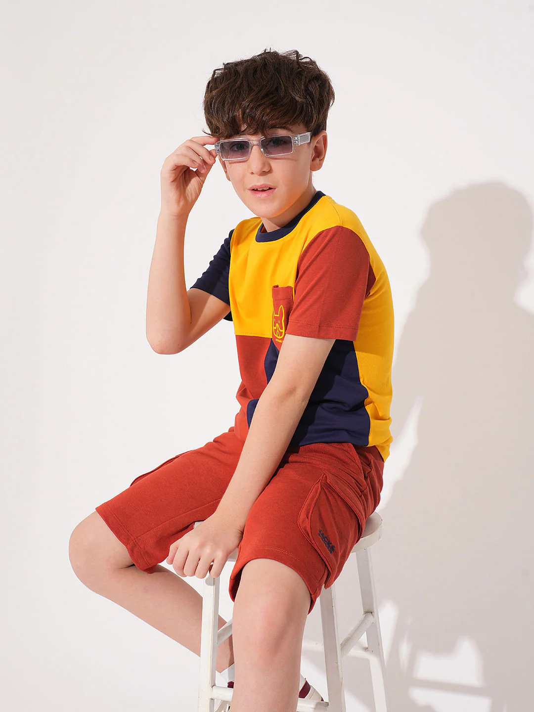 Boys Red Patch Pocket Shorts
