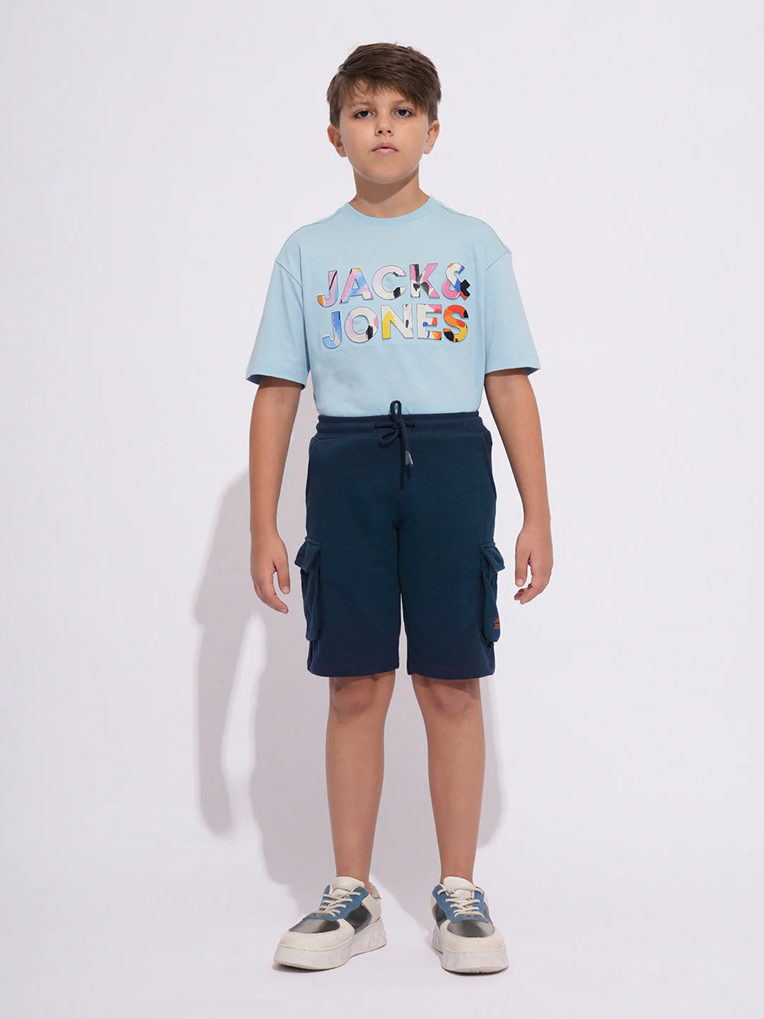 Boys Navy Drawstring Cargo Shorts - Image 5