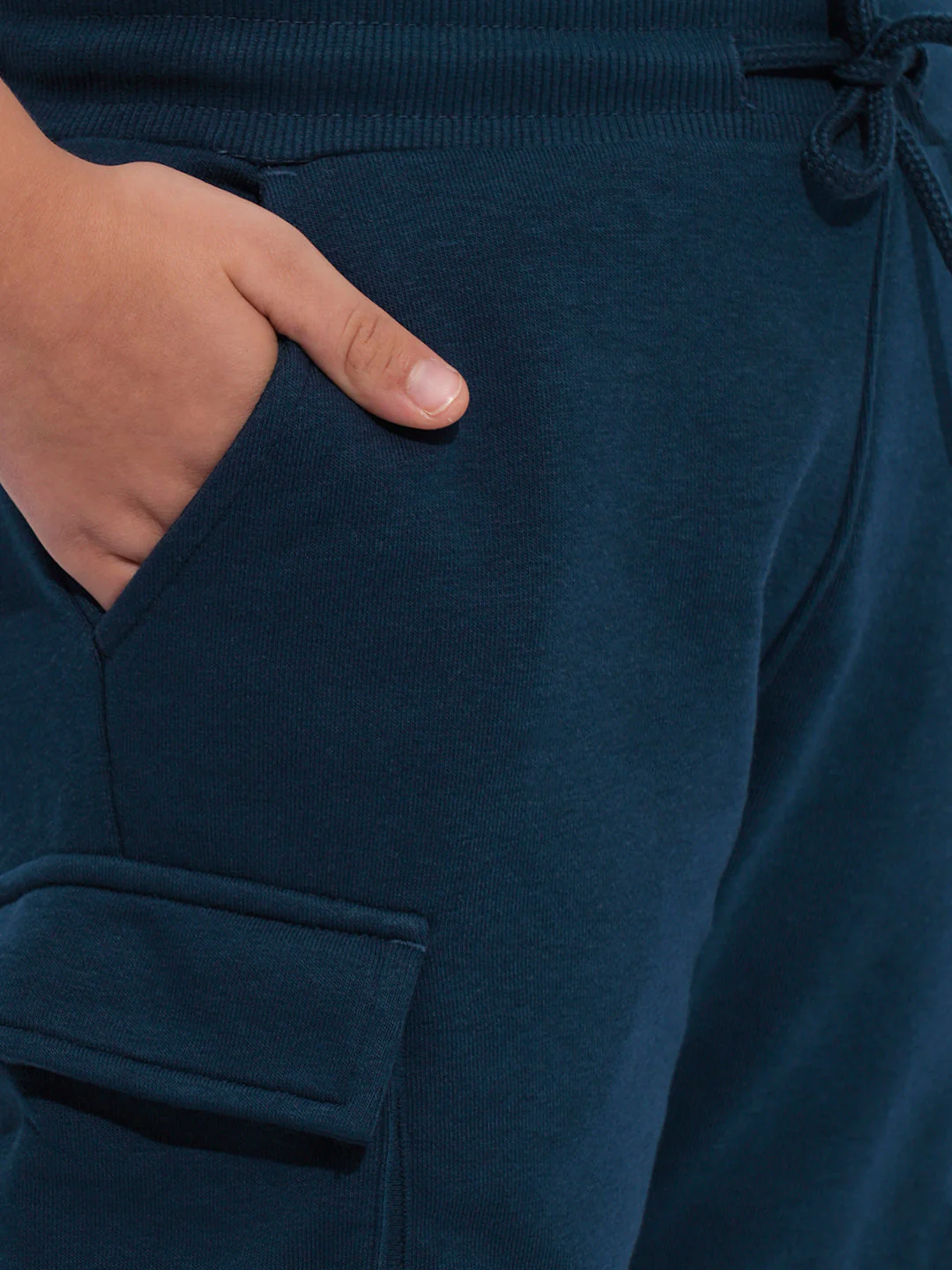 Boys Navy Drawstring Cargo Shorts - Image 6