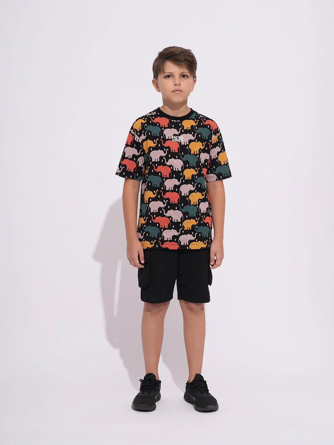 Boys Black Elephant Print T-shirt - Image 5