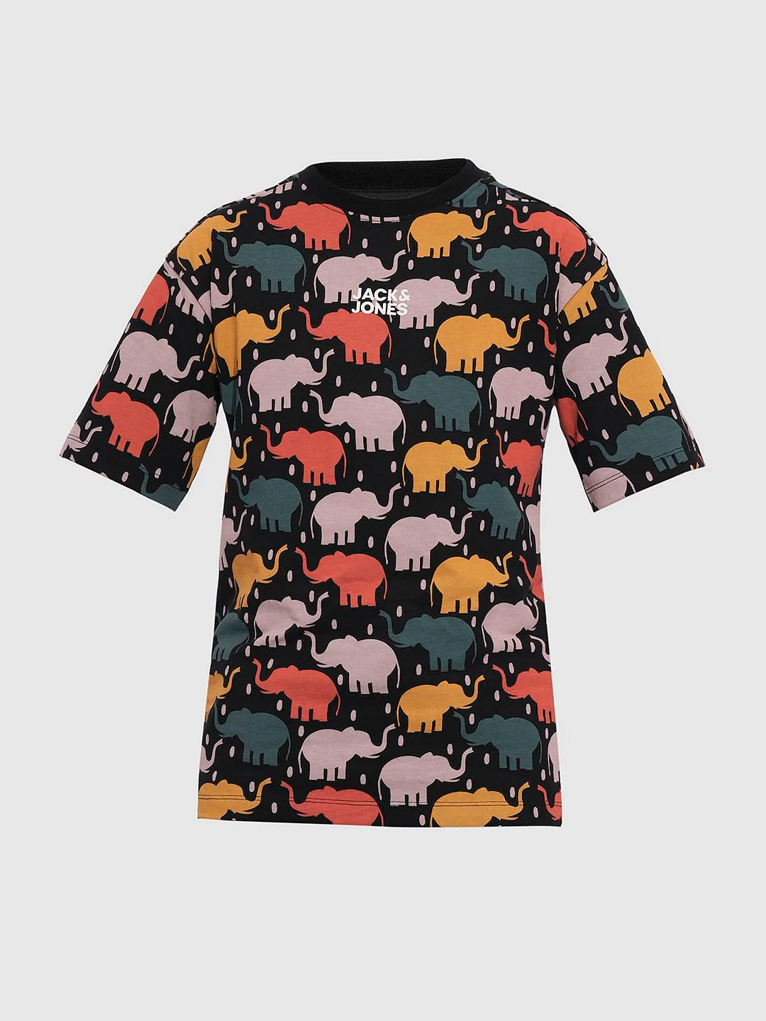 Boys Black Elephant Print T-shirt - Image 7