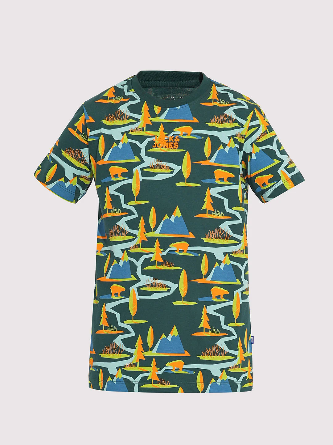 Boys Green Printed Co-ord Set T-shirt - Image 7