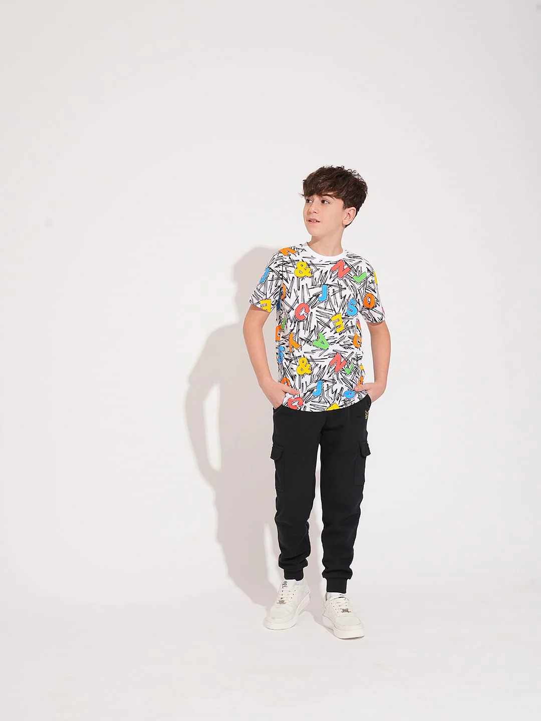 Boys White Scribble Print T-shirt - Image 5