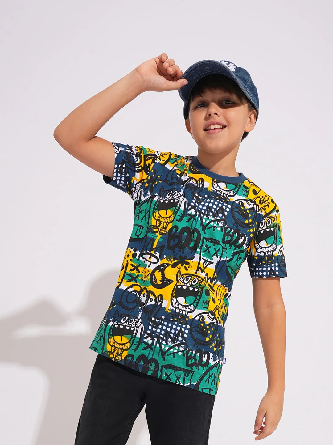 Boys Green Monster Art Print T-shirt