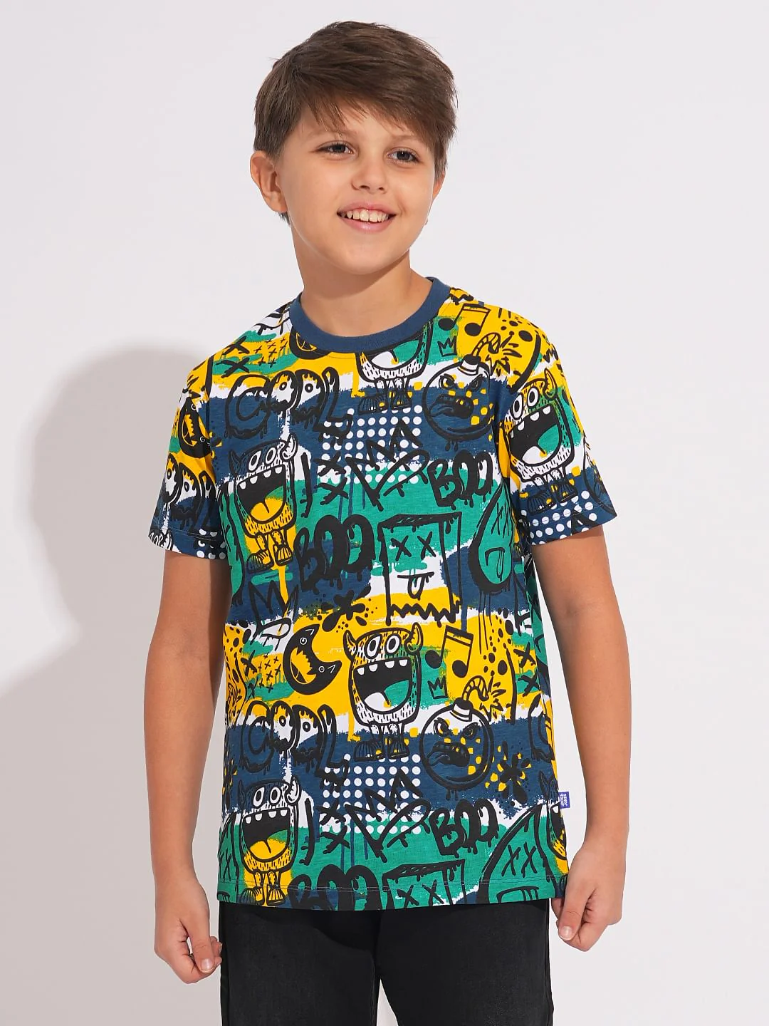 Boys Green Monster Art Print T-shirt - Image 2