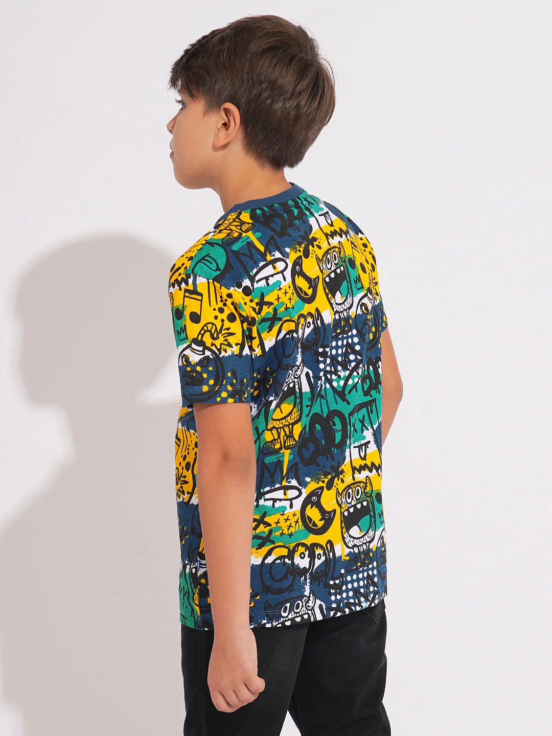 Boys Green Monster Art Print T-shirt - Image 4