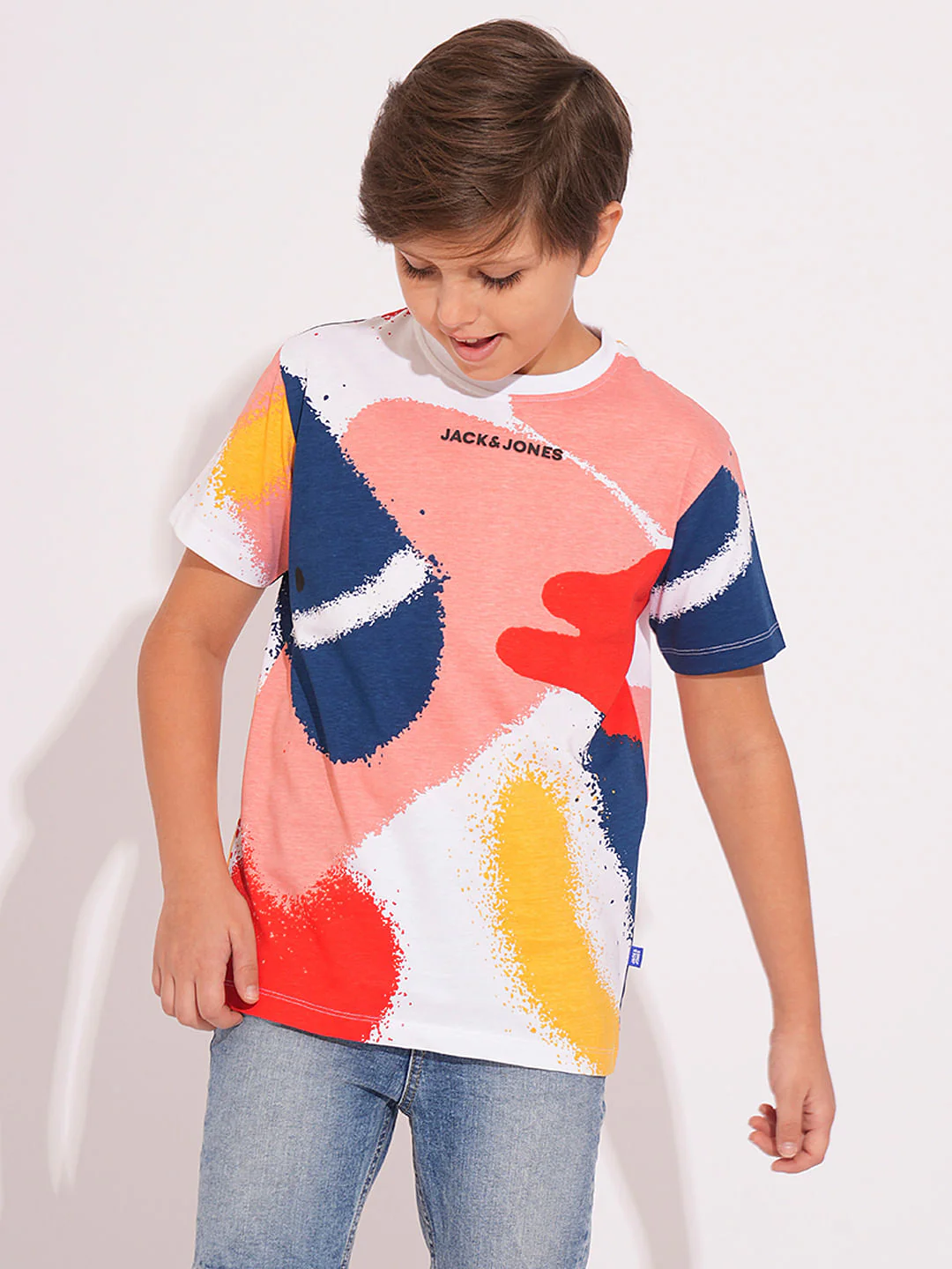 Boys White Spray Paint Print T-shirt - Image 2