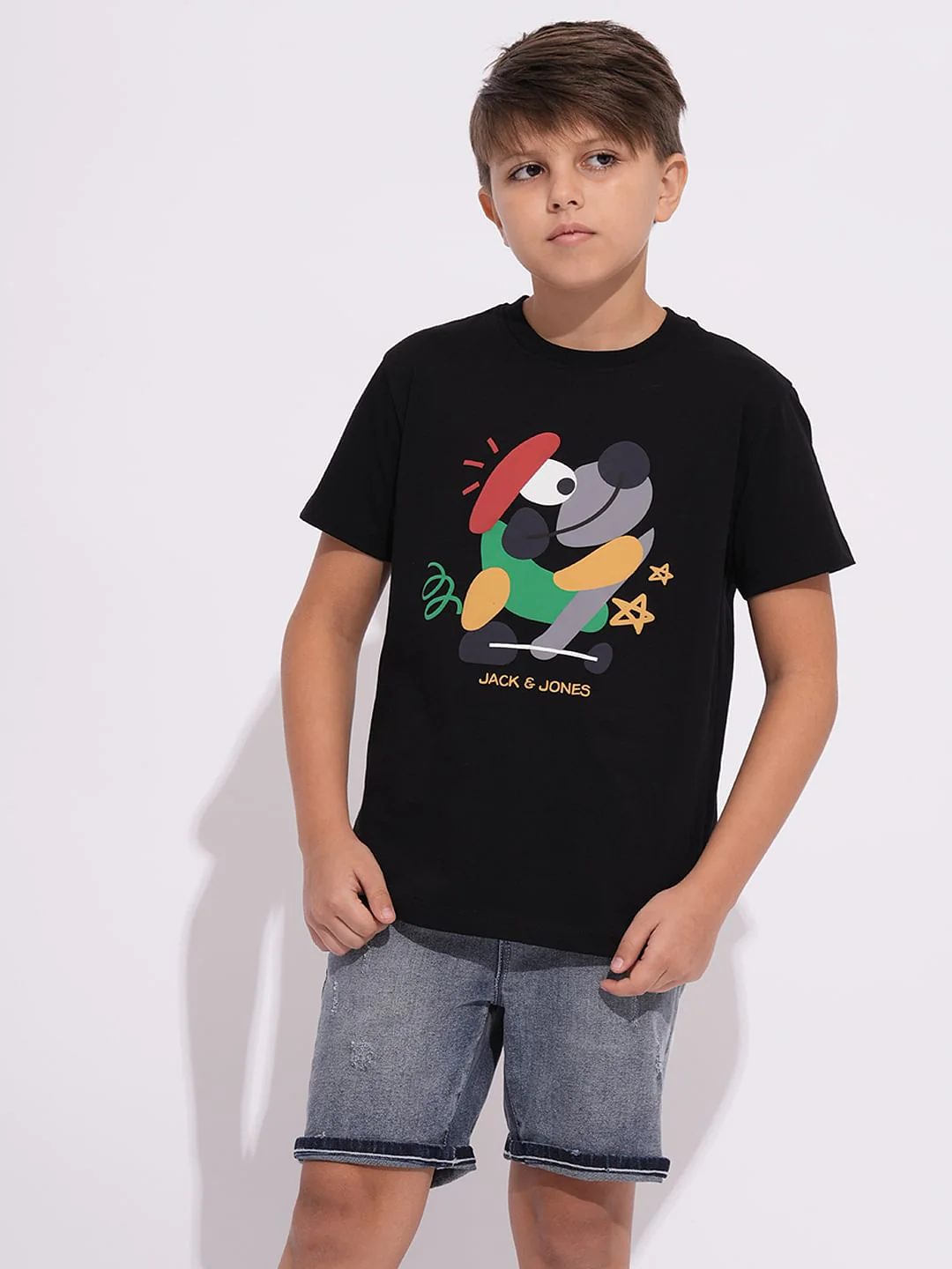 Boys Black Graphic Print T-shirt - Image 2