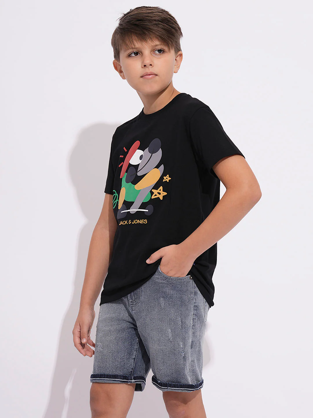 Boys Black Graphic Print T-shirt - Image 3