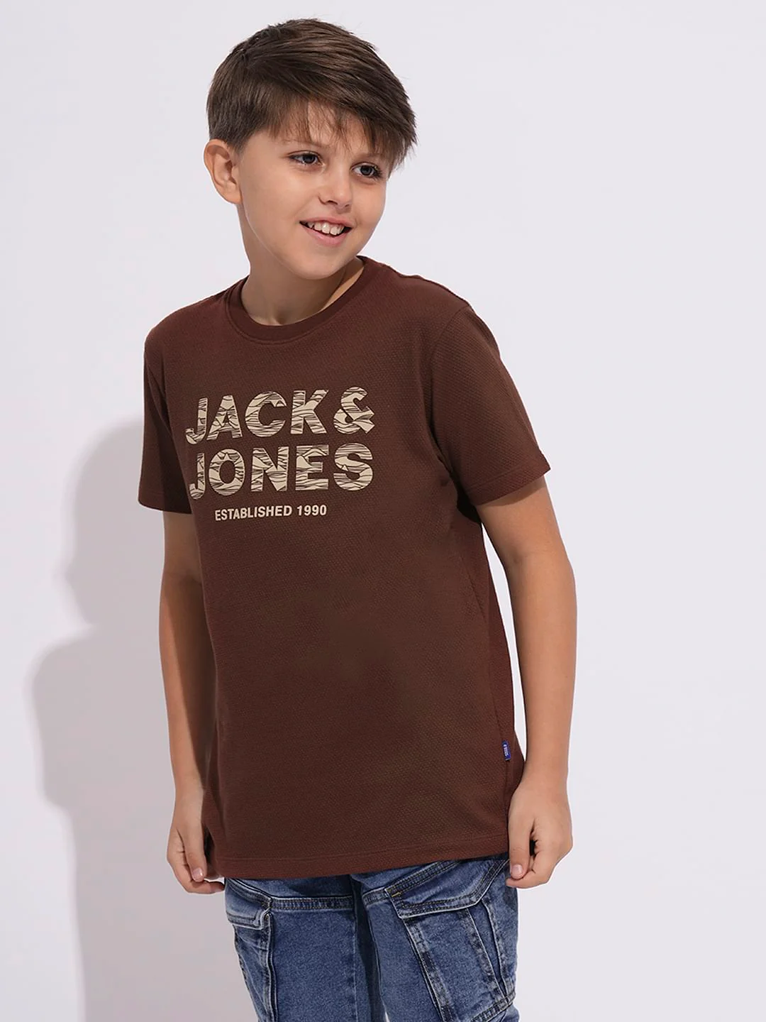 Boys Brown Logo Print T-shirt - Image 3