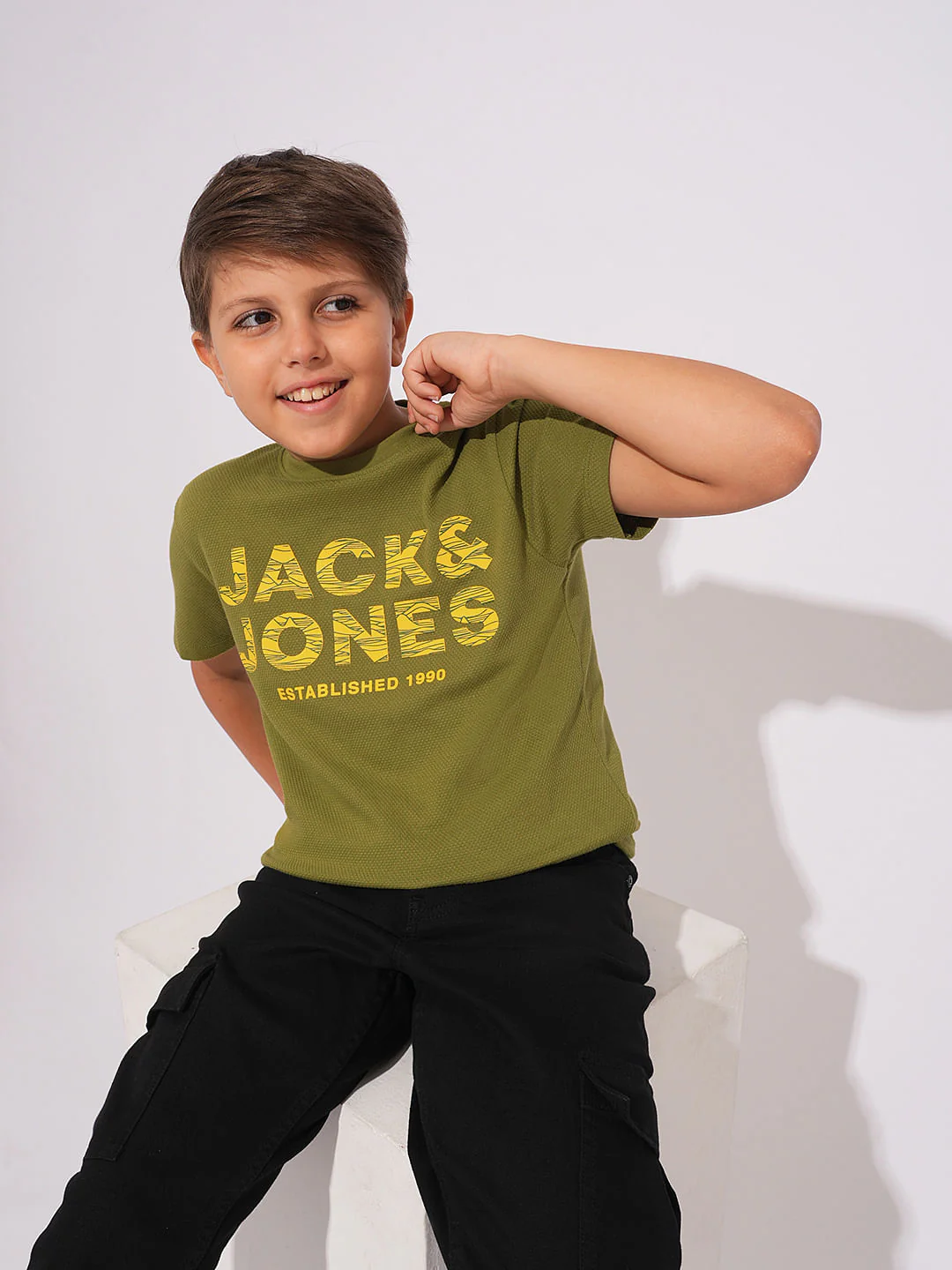 Boys Green Logo Print T-shirt