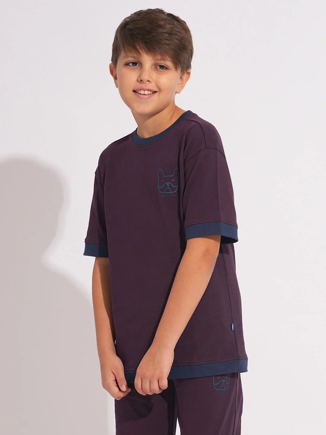 Boys Purple Co-ord Set T-Shirt - Image 3