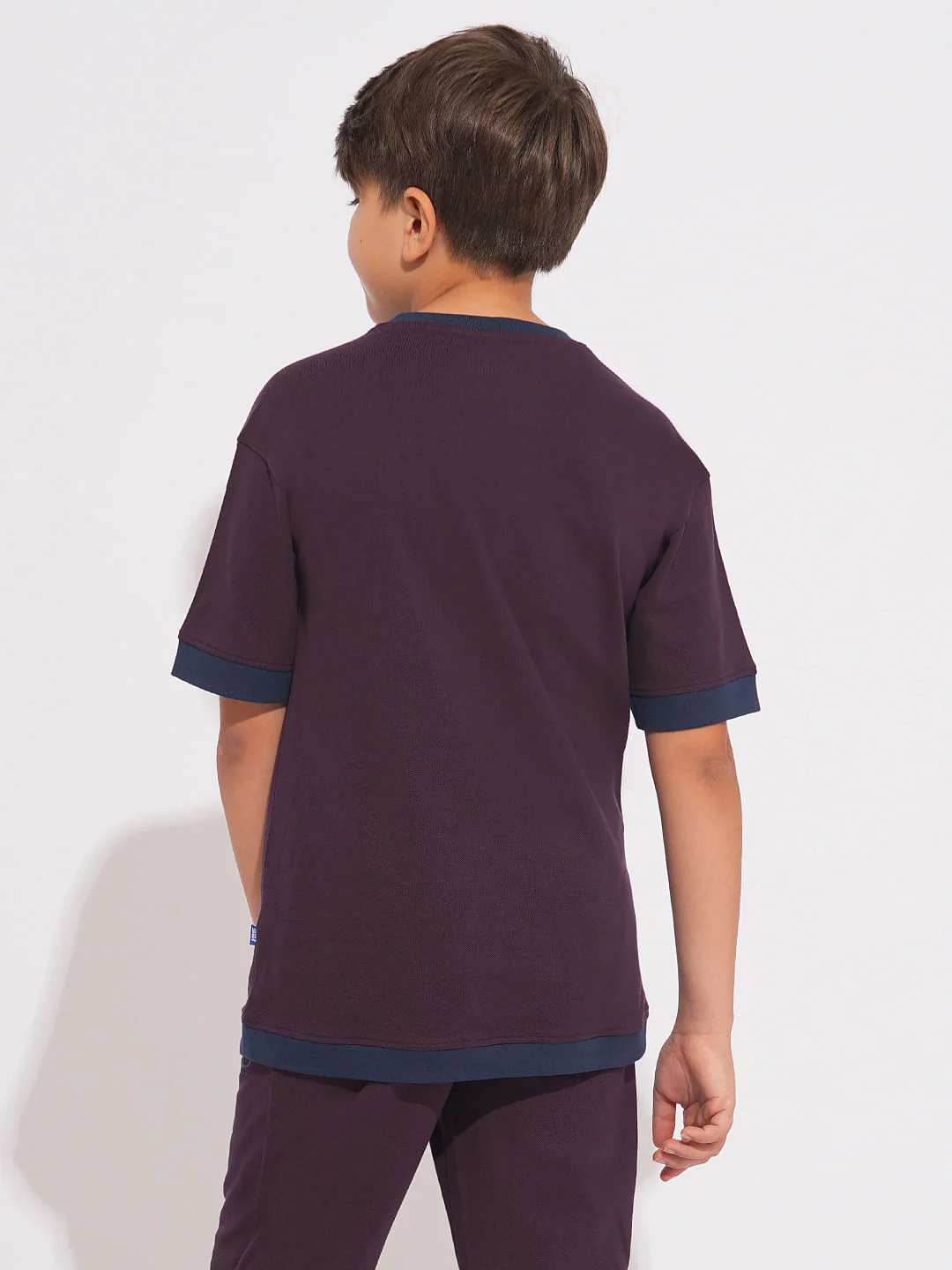 Boys Purple Co-ord Set T-Shirt - Image 4