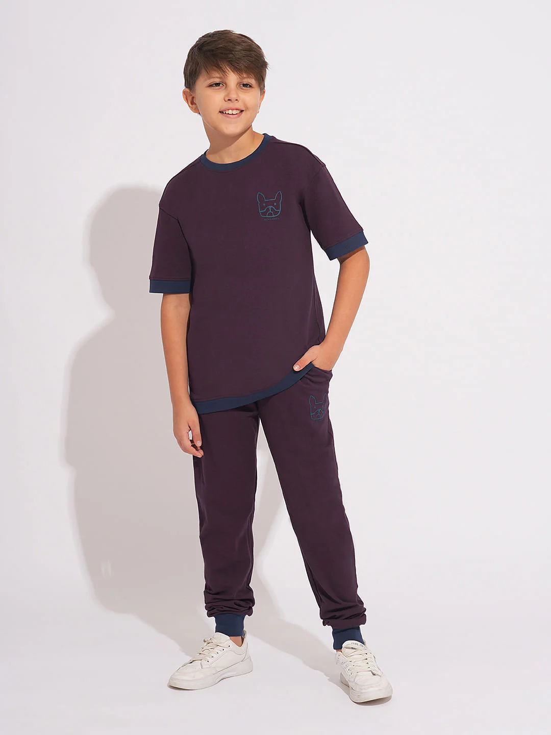 Boys Purple Co-ord Set T-Shirt - Image 5