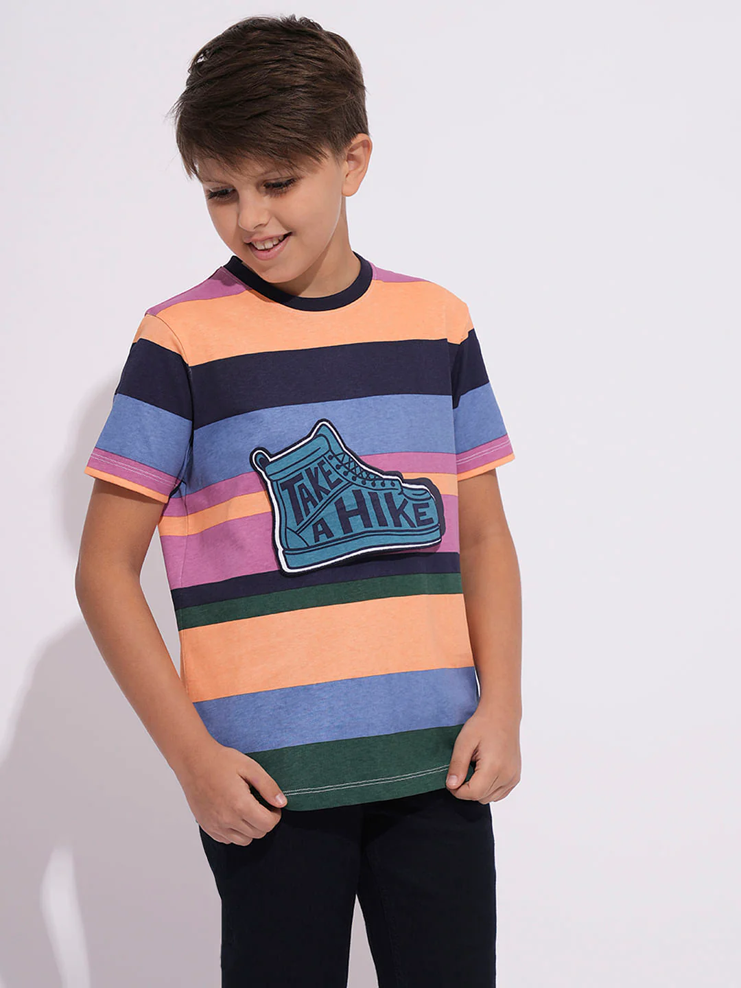 Boys Multi-Colour Striped T-shirt - Image 2