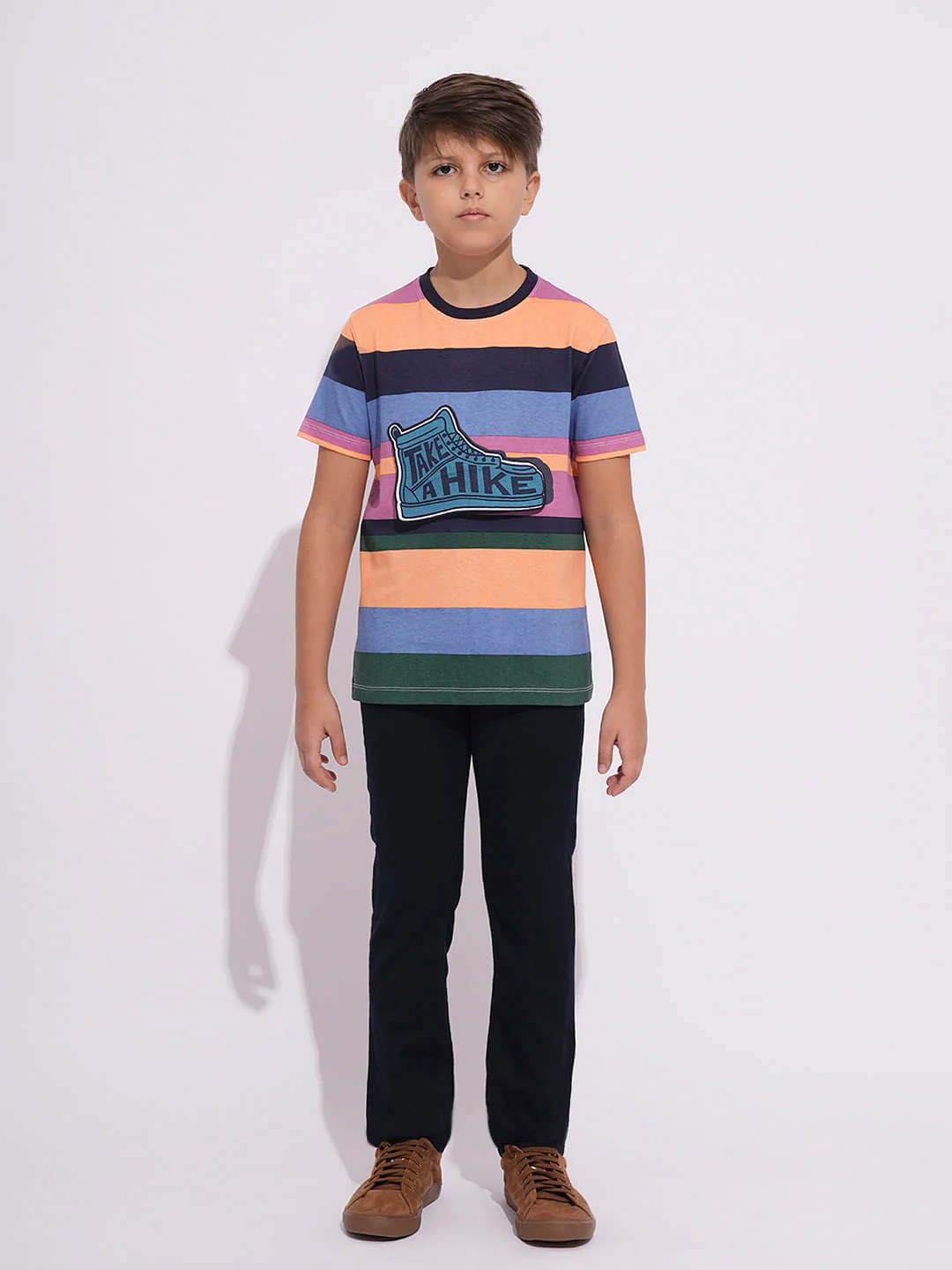 Boys Multi-Colour Striped T-shirt - Image 5