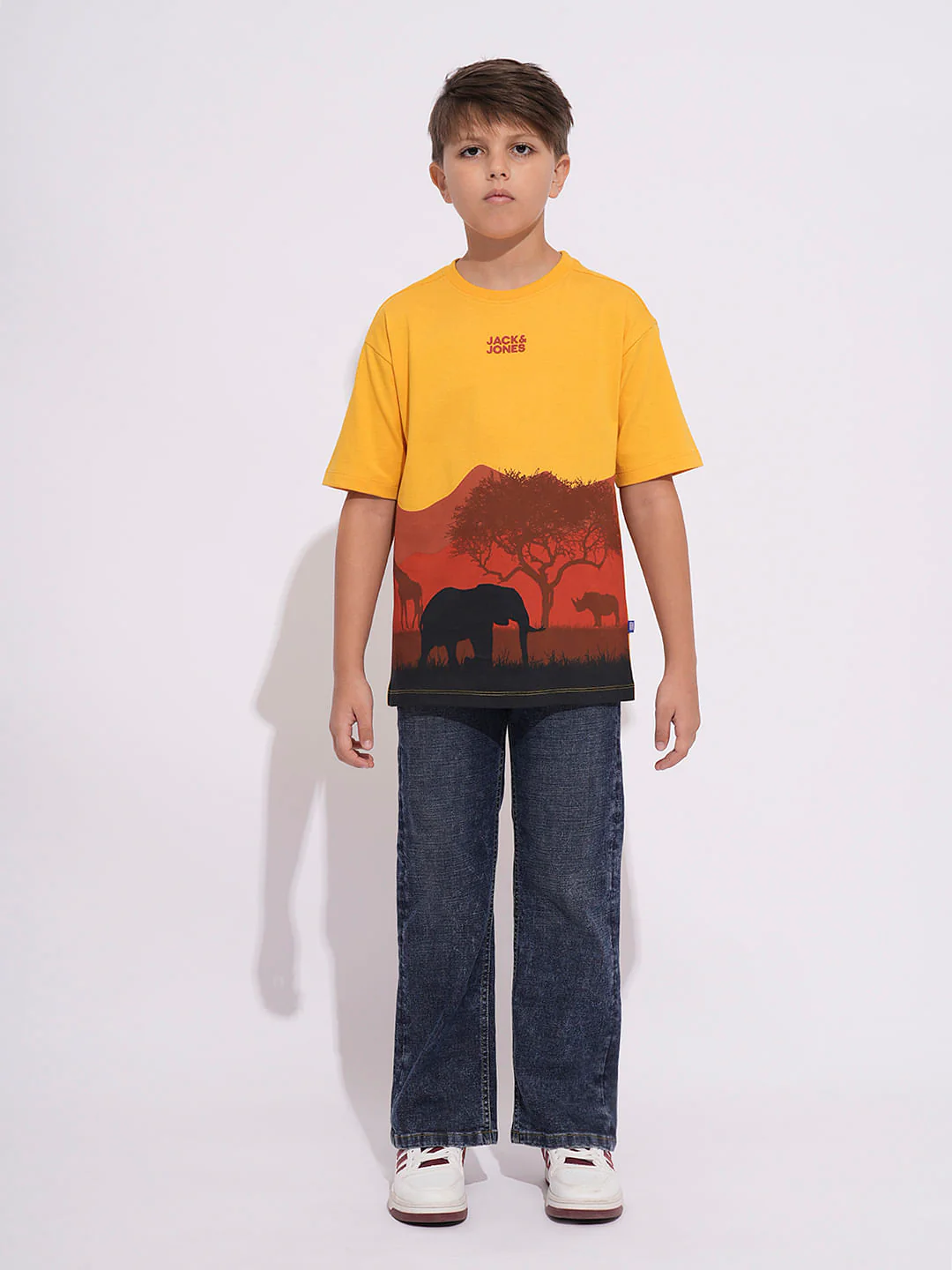 Boys Yellow Forest Sunset Print T-shirt - Image 5