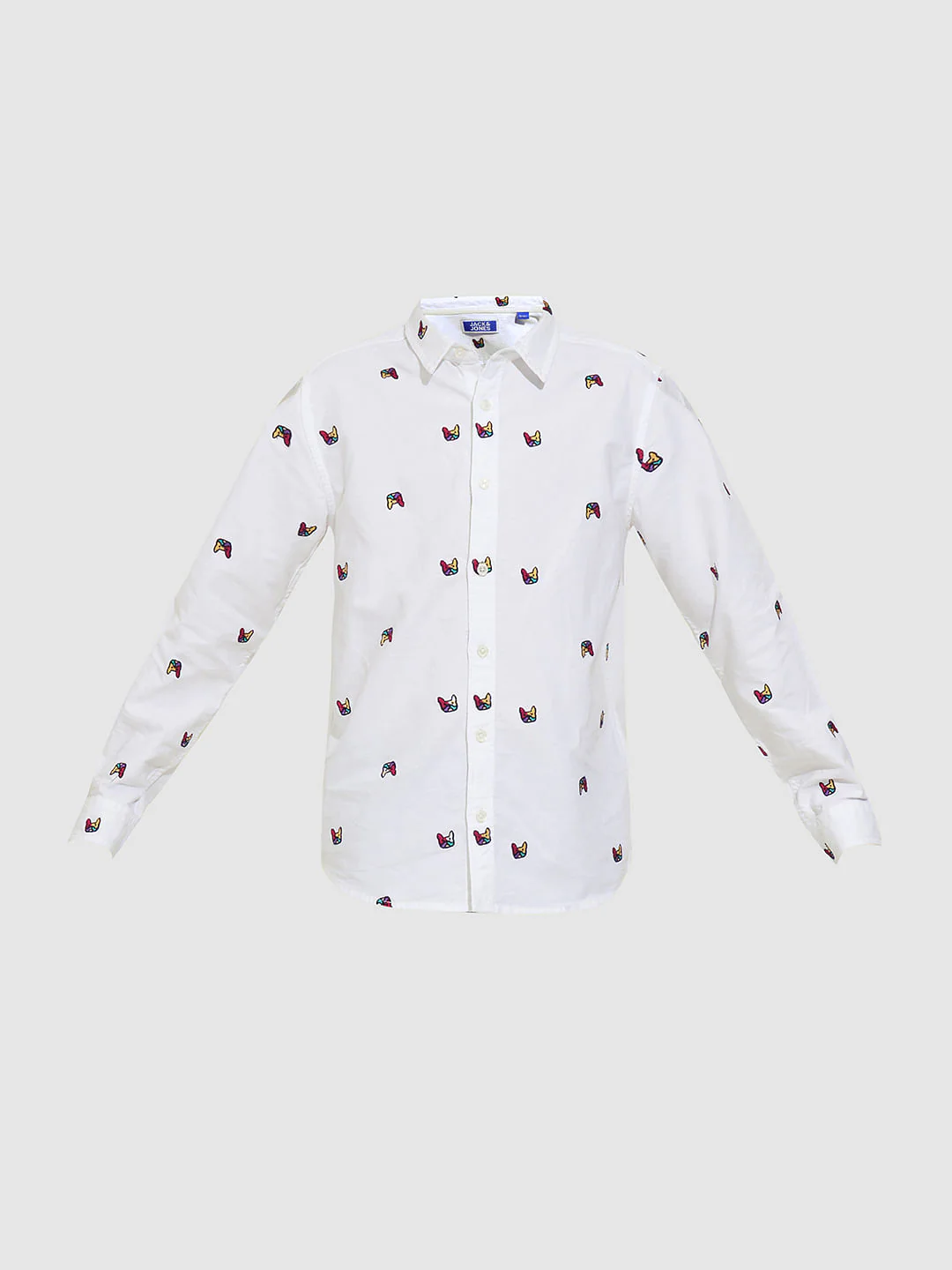 Boys White Embroidered Doggo Shirt - Image 7
